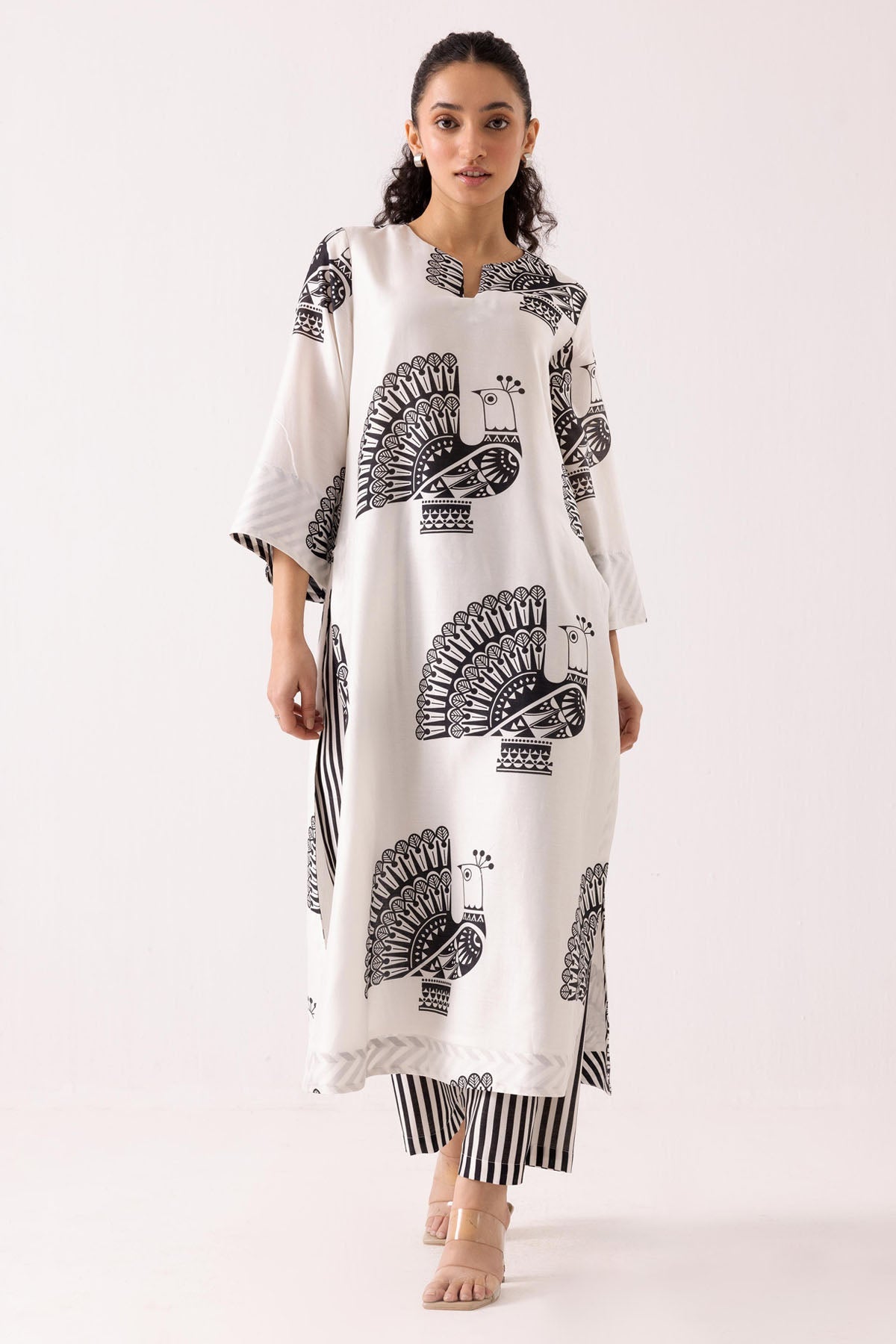 Label Shreya Sharma White Chanderi Print Kurta Set for women online at ScrollnShops