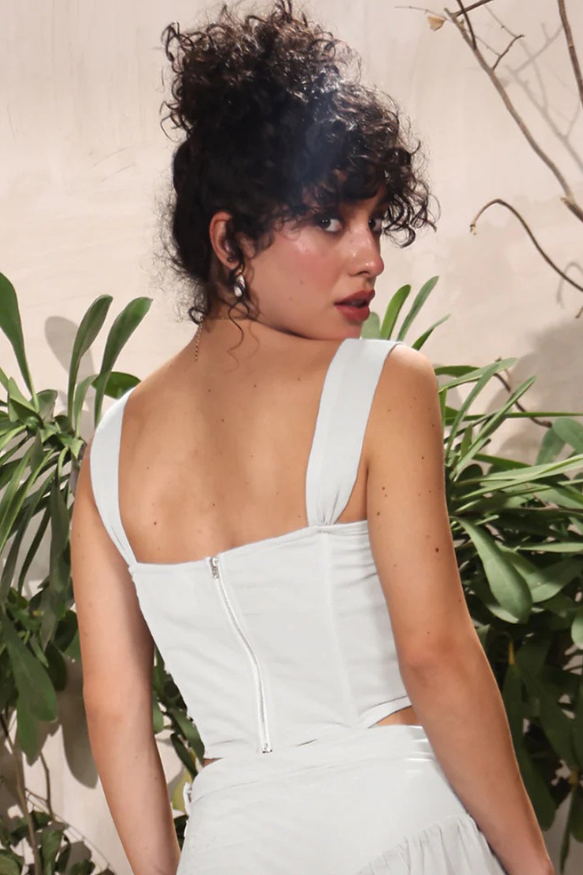 White Chiffon Bustier Crop Top