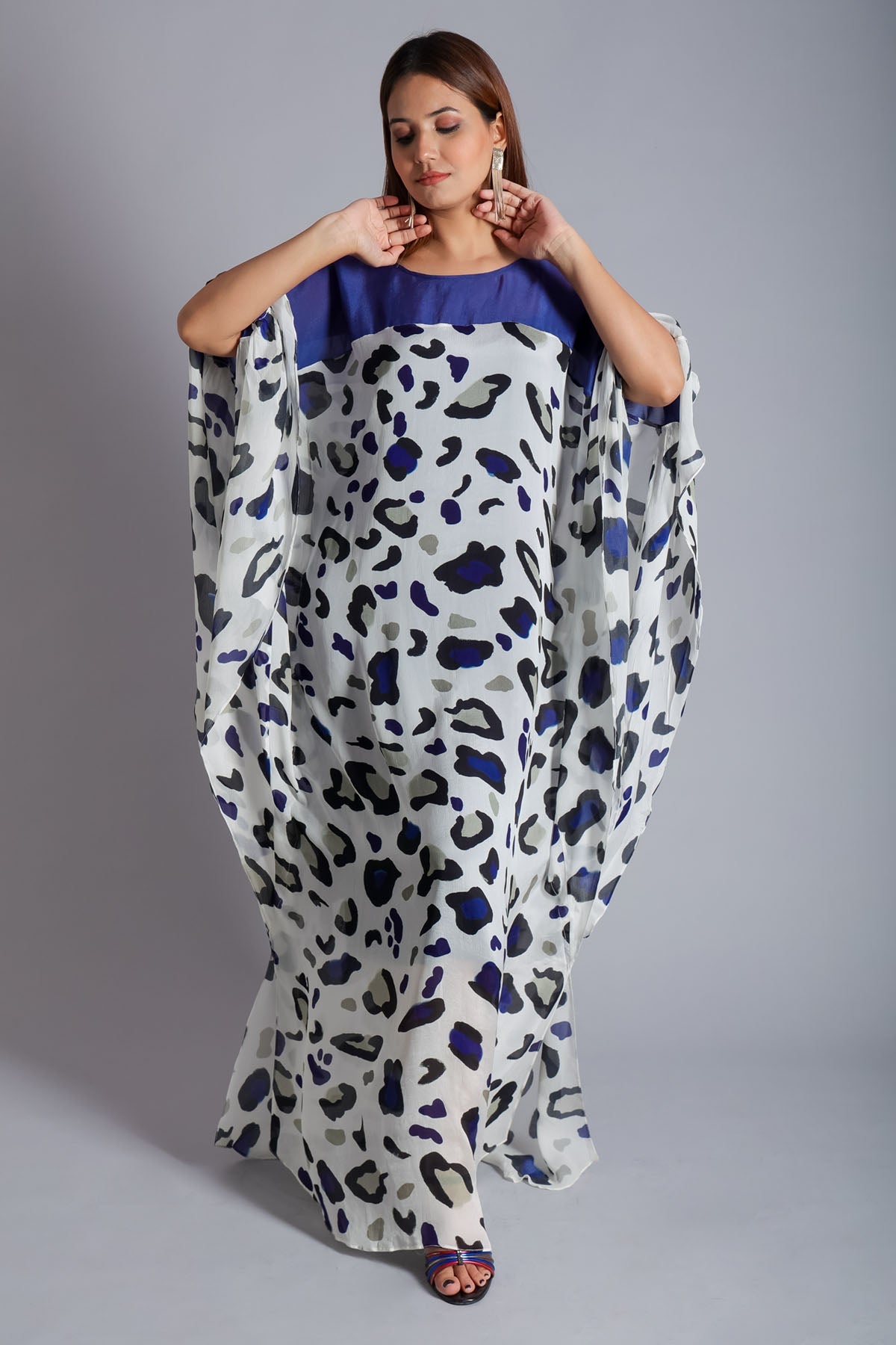 Etti Kapoor White Chiffon Flowy Kaftan Online