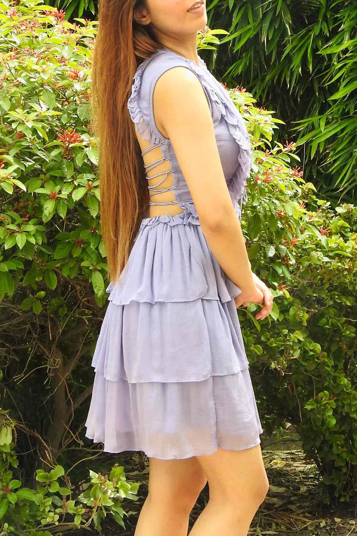 White Chiffon Ruffle Mini Dress