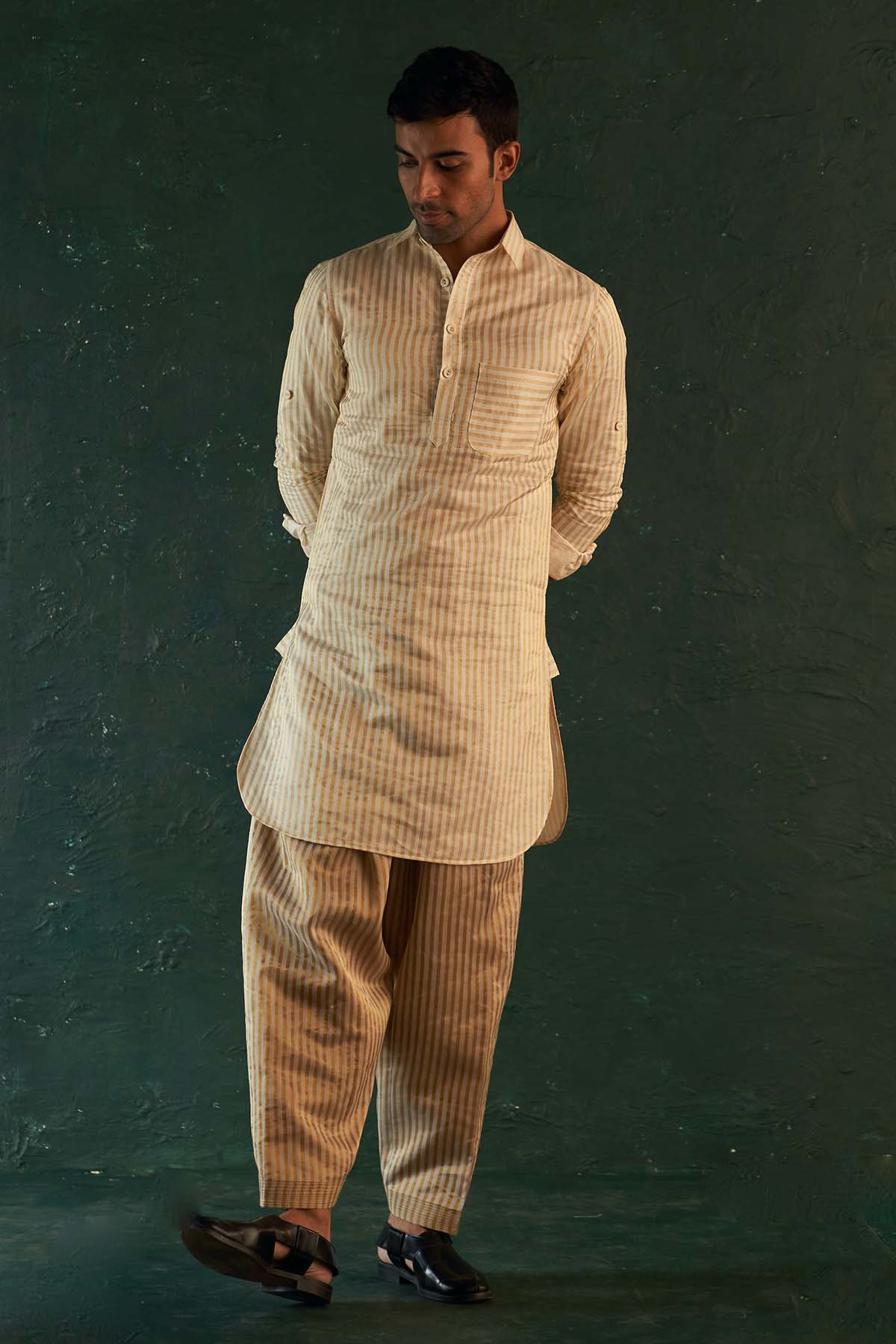 Buy White Collar Shirt & Salwar by Charkhee for men online at ScrollnShops