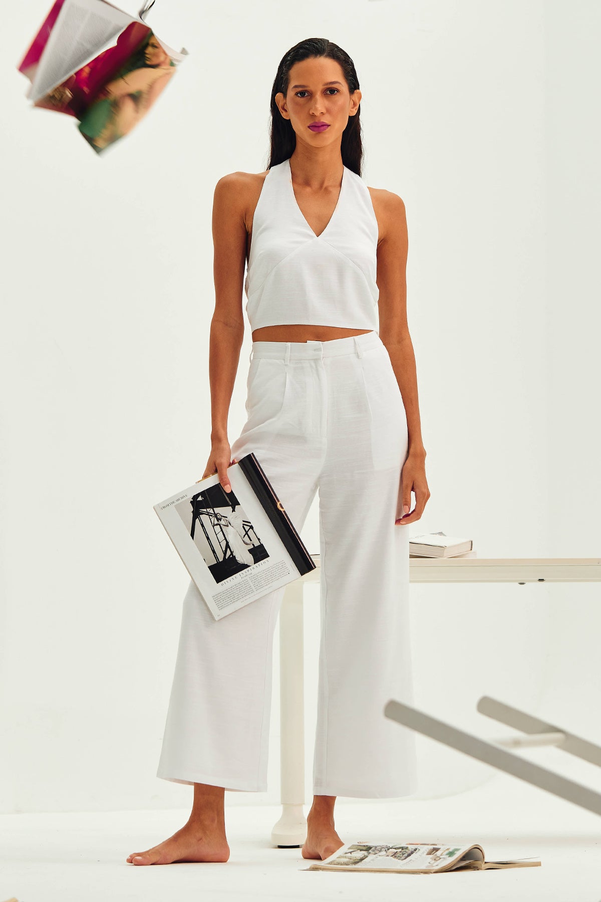 White Comfortable Flared Pants