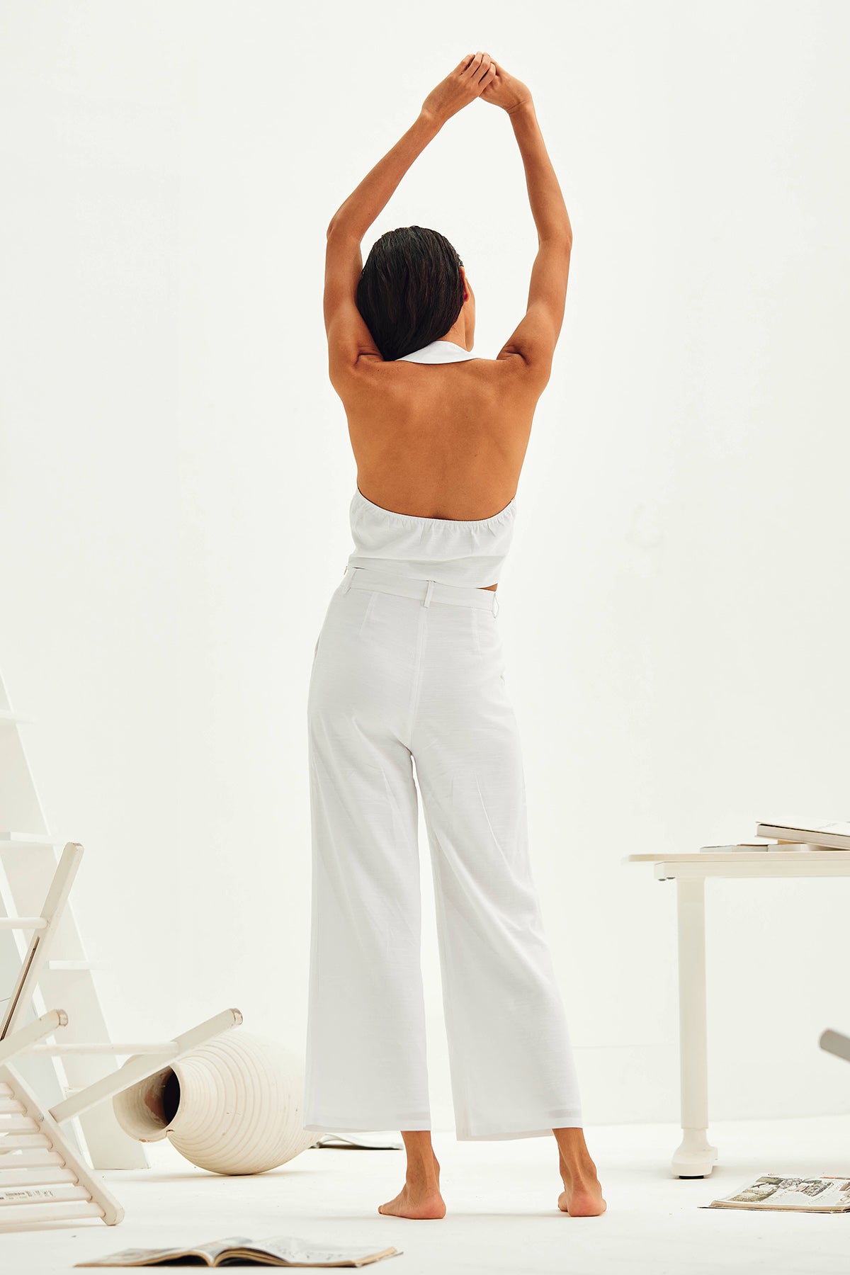 White Comfortable Flared Pants