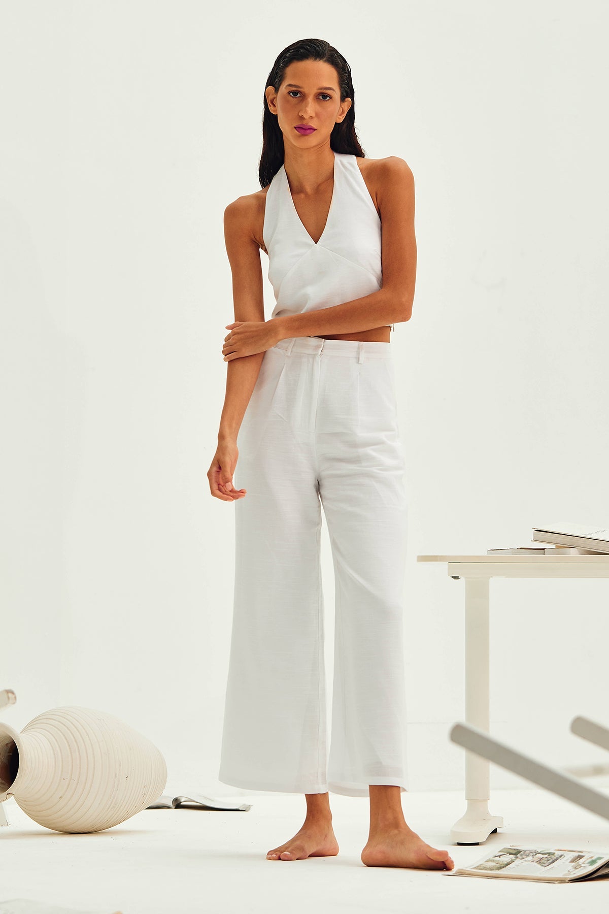 Buy White Comfortable Flared Pants by Ashita Fernandes for Women online at ScrollnShops