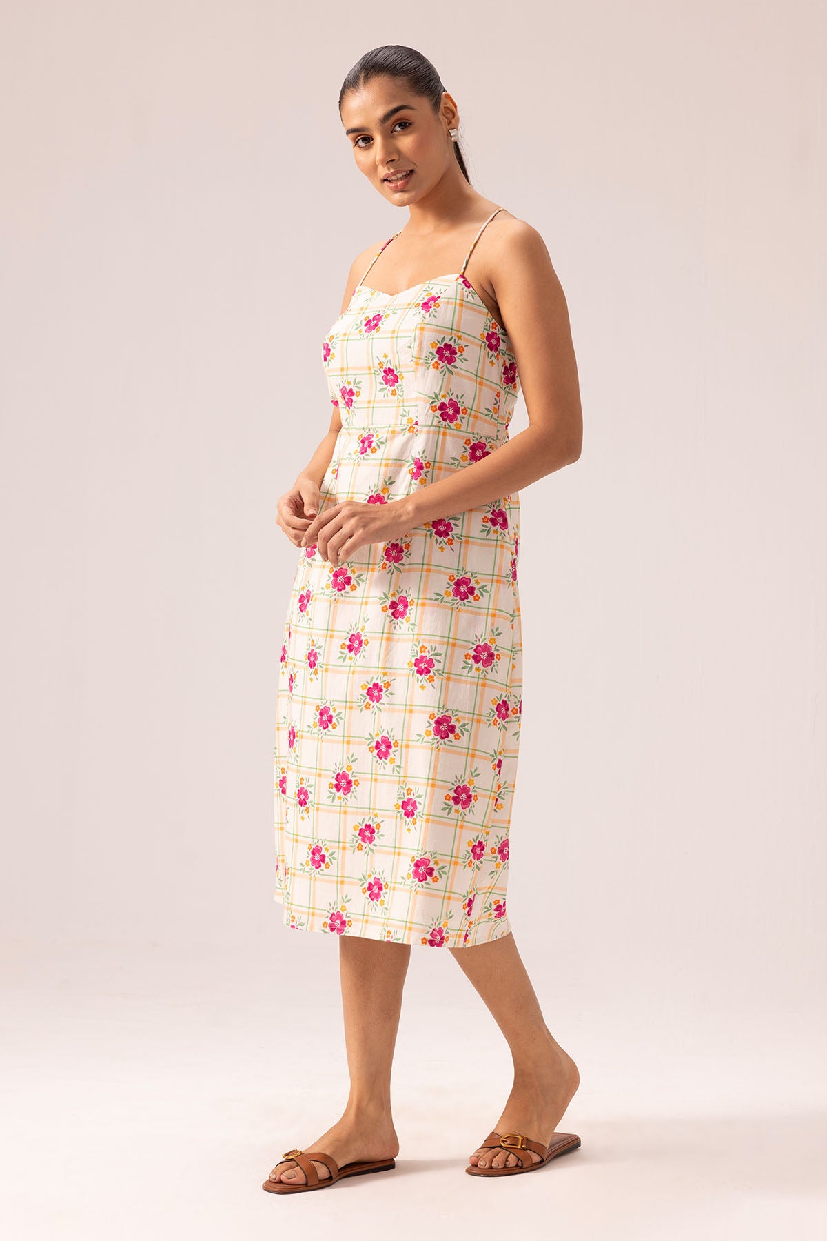 White Cotton Backless Midi Dress