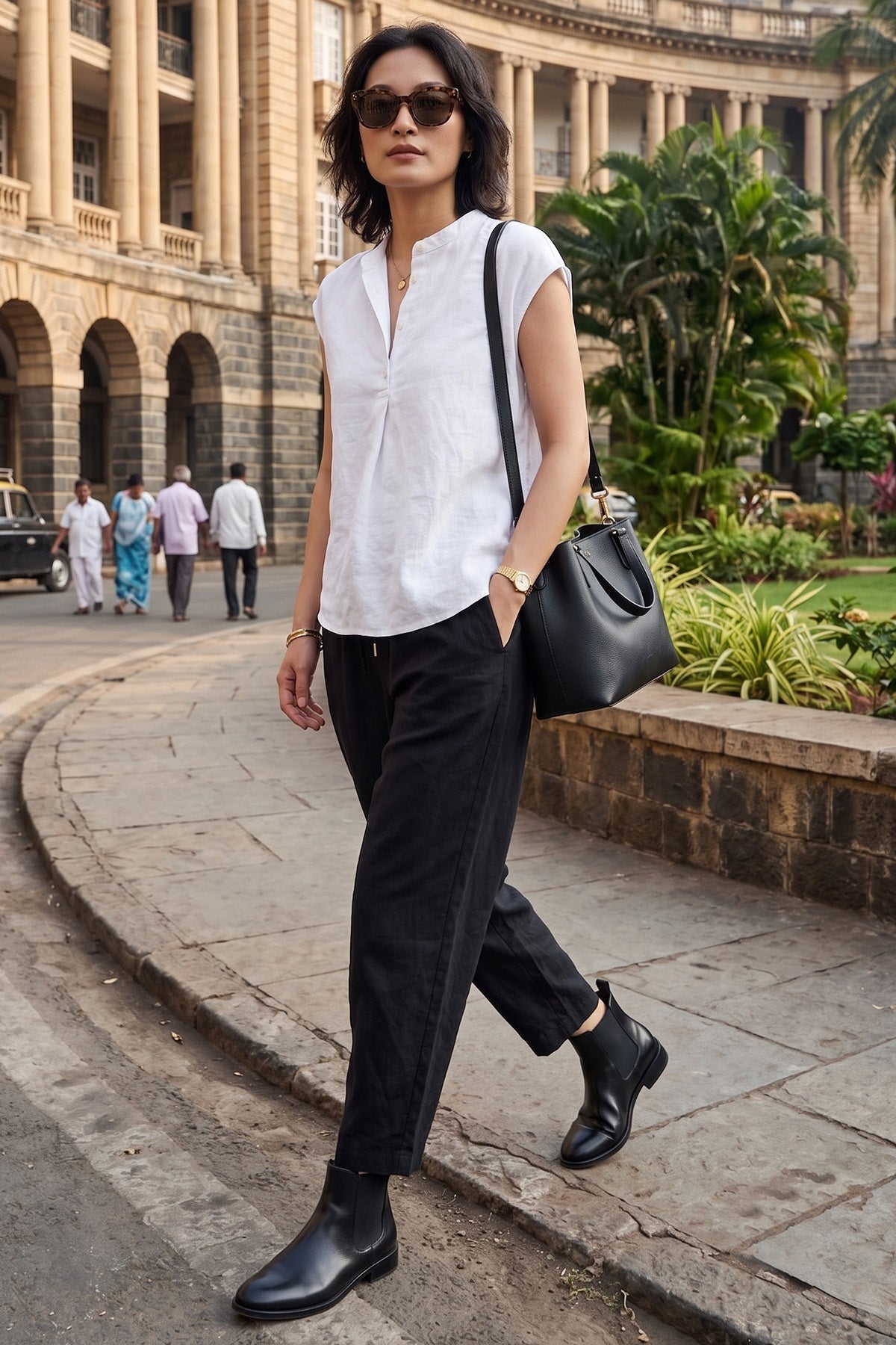 White Cotton Box Pleated Top