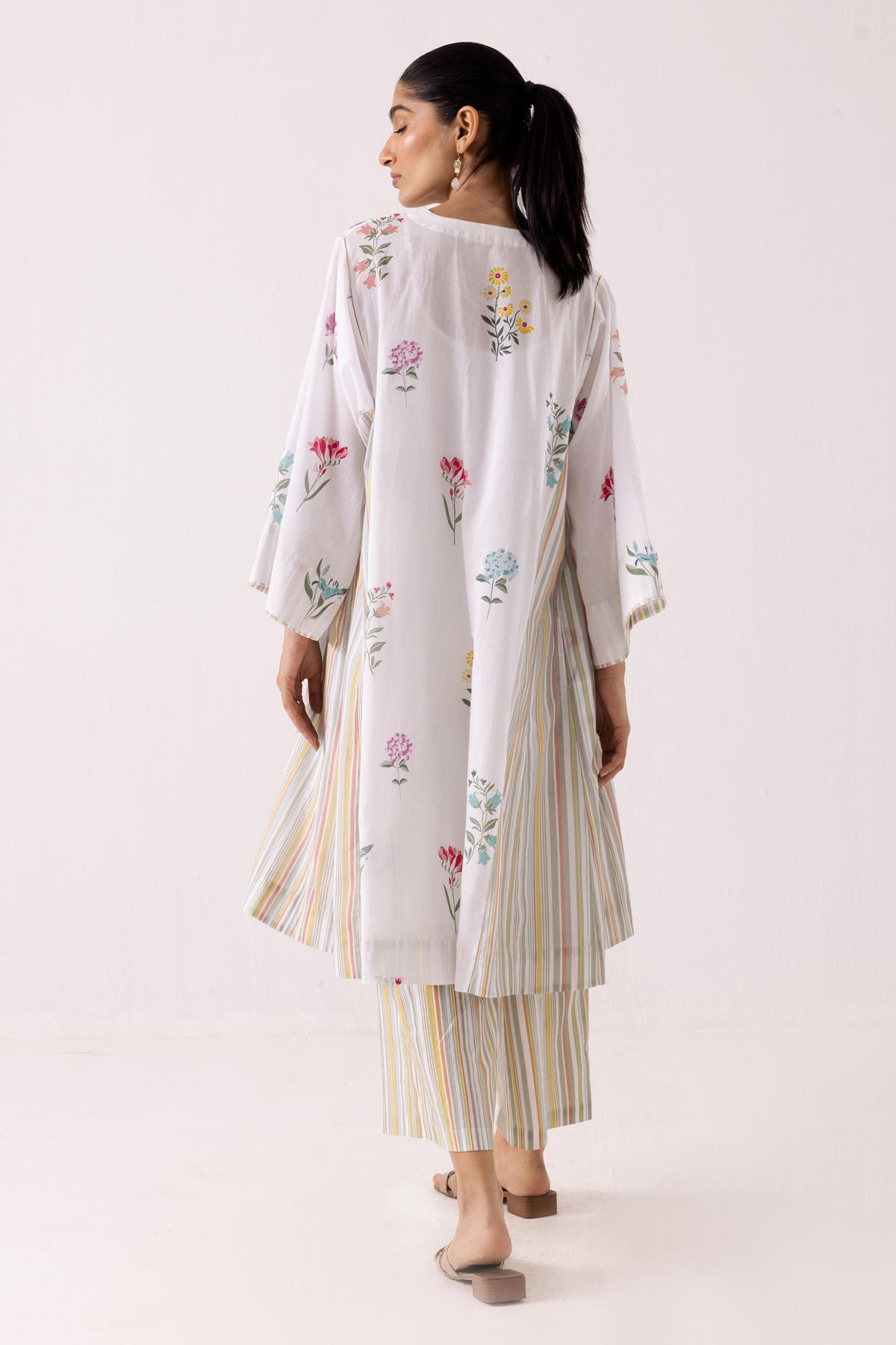 White Cotton Choga Kurta Set