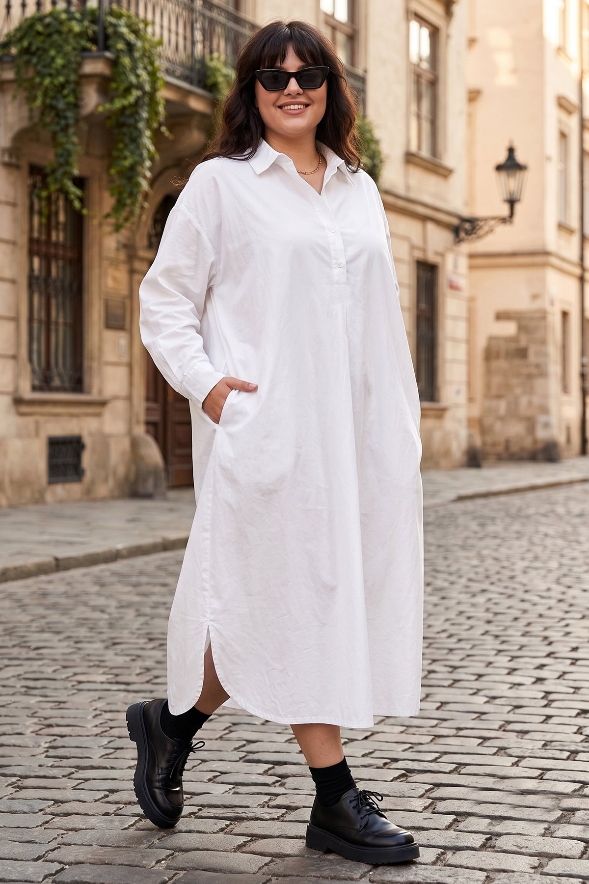 Buy White Cotton Collar Midi Dress for women by Sneha B online available at scrollnshops