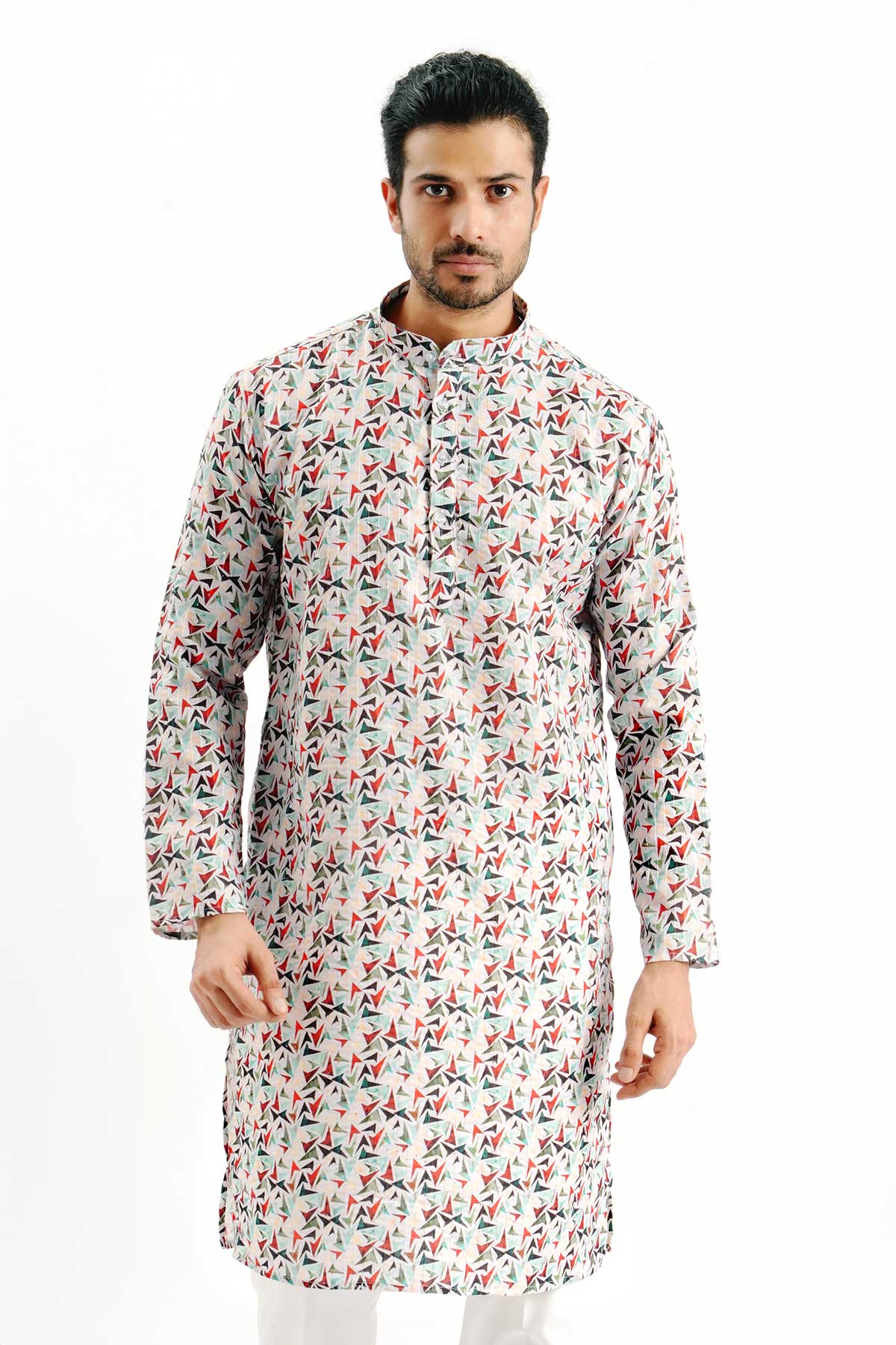 Buy White Cotton Collar Print Kurta for women by Priyanka Jain online available at scrollnshops