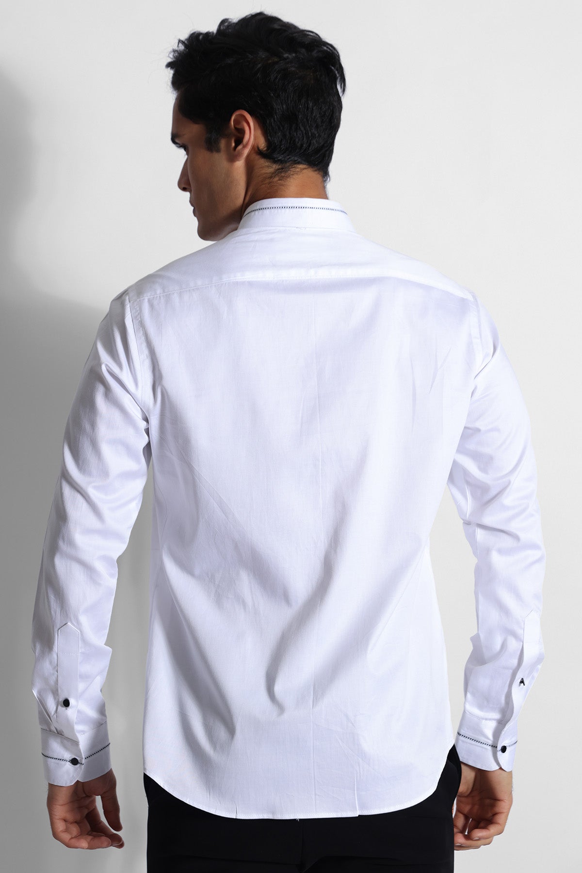 White Cotton Dori Thread Shirt