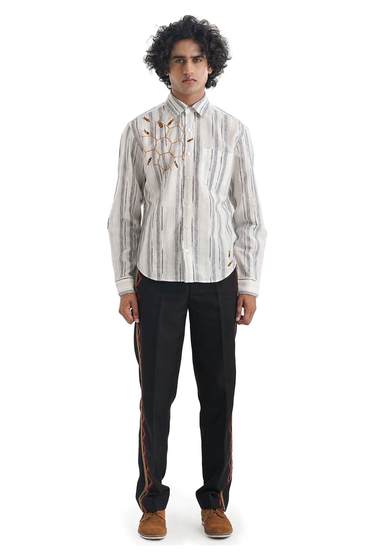 White Cotton Embroidered Shirt