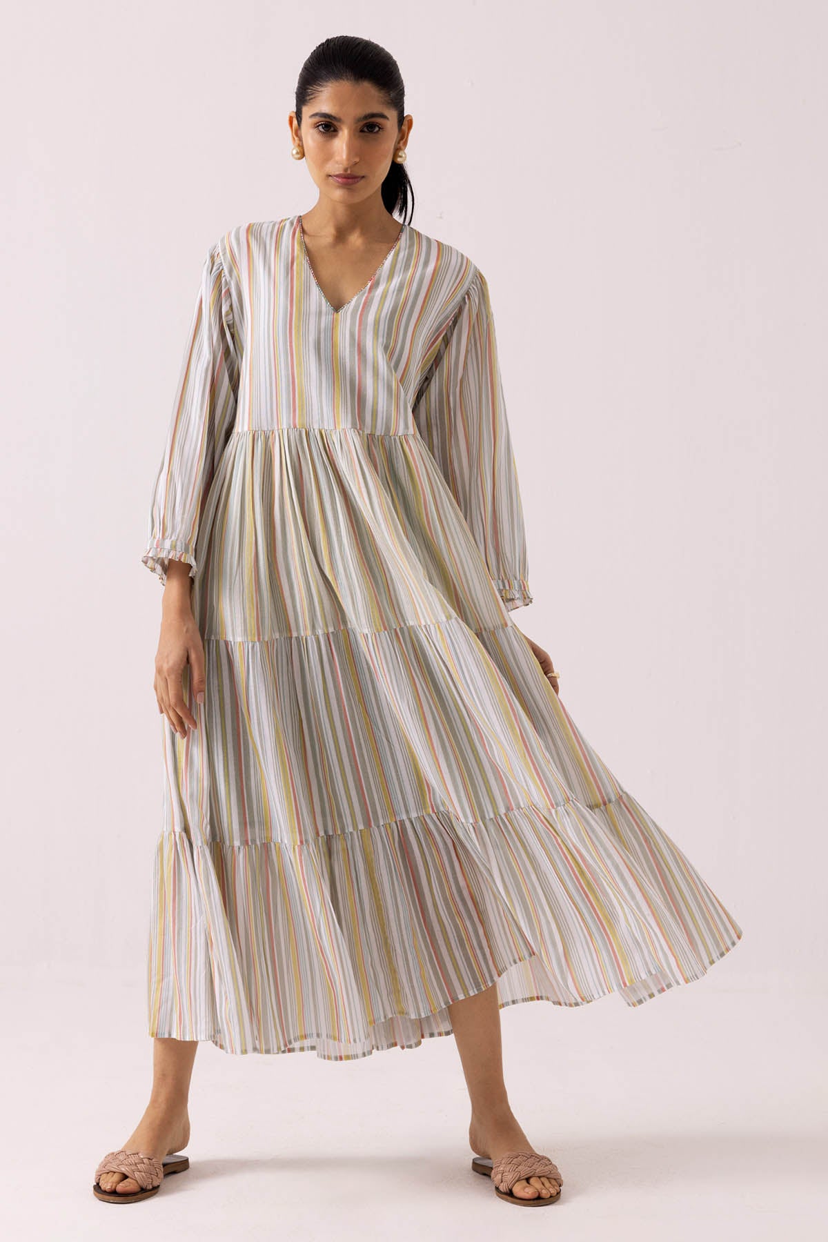 Buy Designer White Cotton Flared Midi Dress Online at ScrollnShops