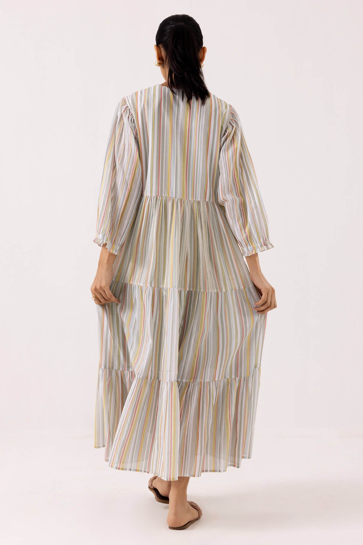 White Cotton Flared Midi Dress