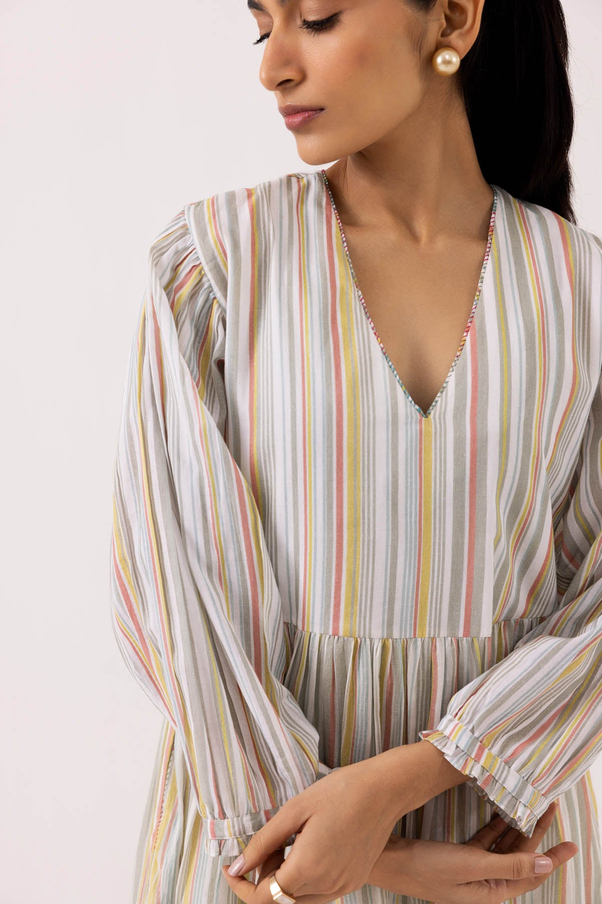 White Cotton Flared Midi Dress