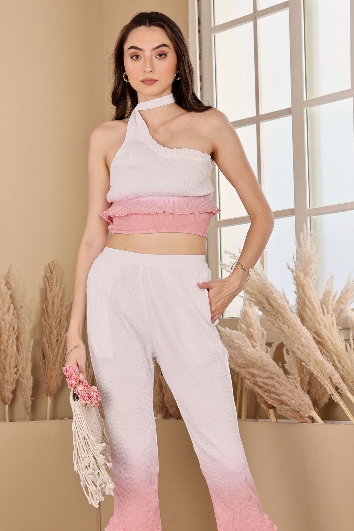 White Cotton Frill Co-ord Set
