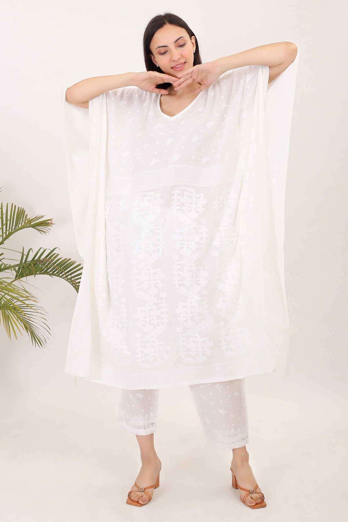 Buy Simply Kitsch White Kaftan for Women online available at ScrollnShops