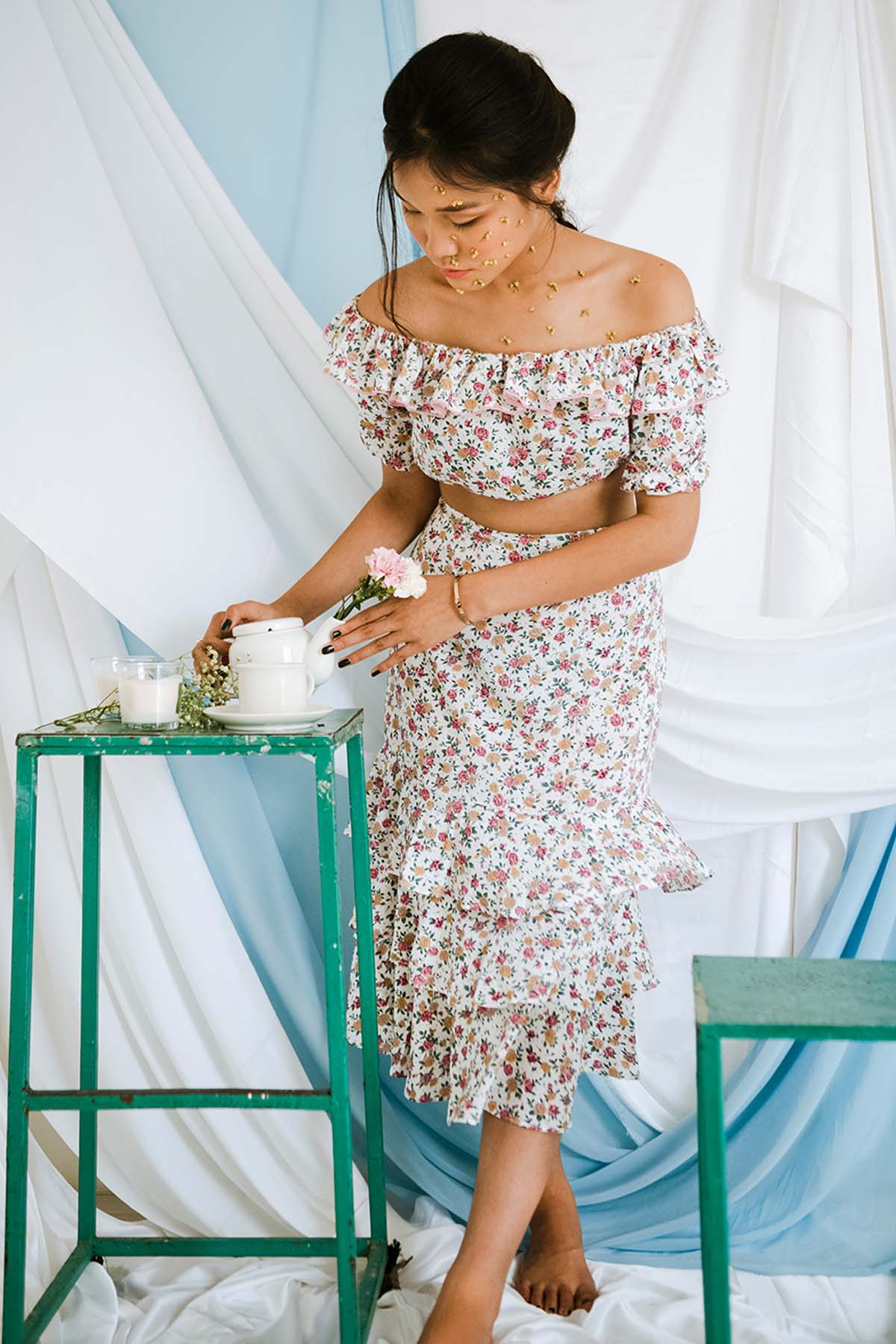 Buy White Cotton Layer Co-ord Set Online