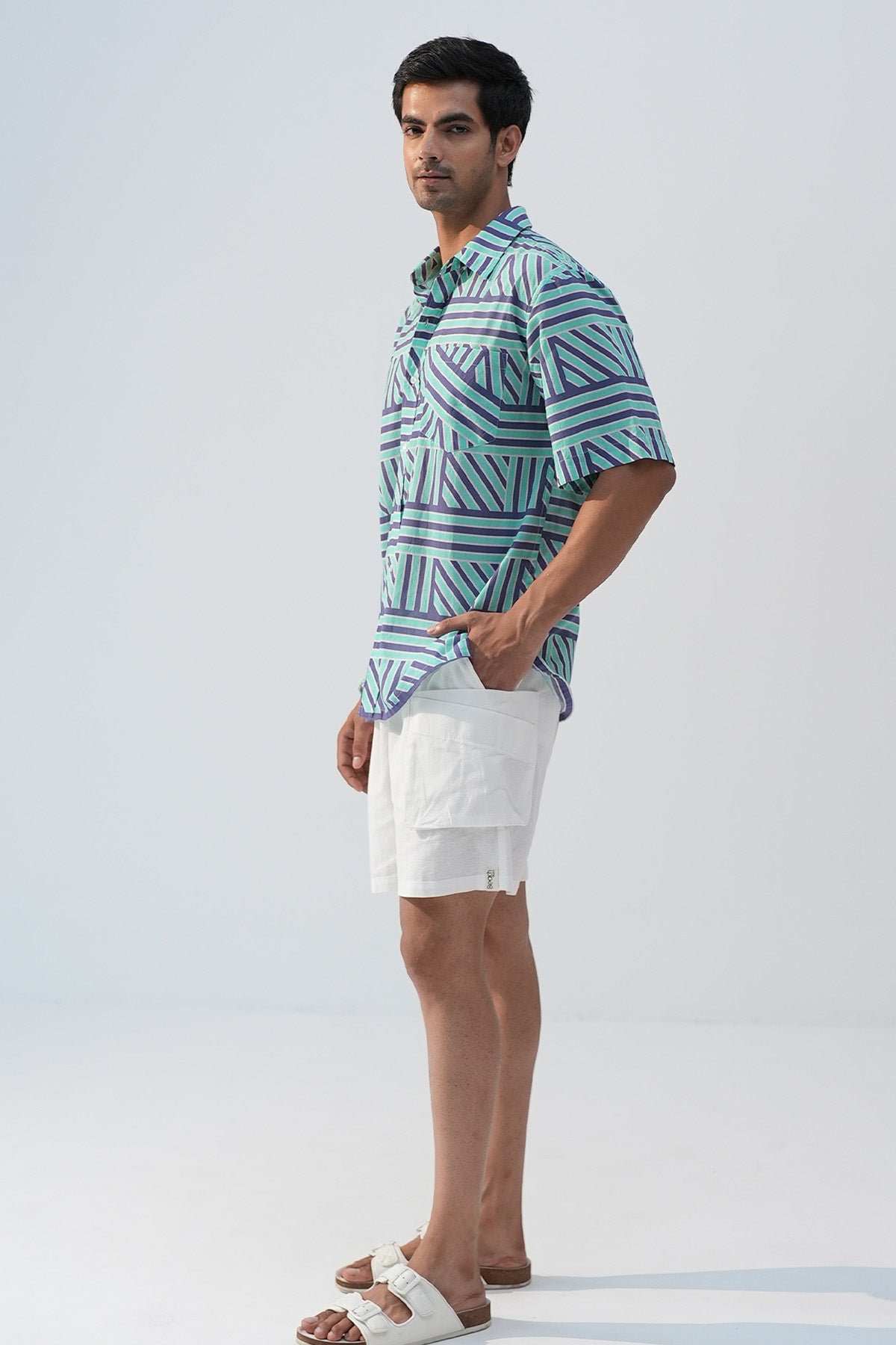 Buy White Cotton Linen Cargo Shorts by Beachbum for men online at ScrollnShops