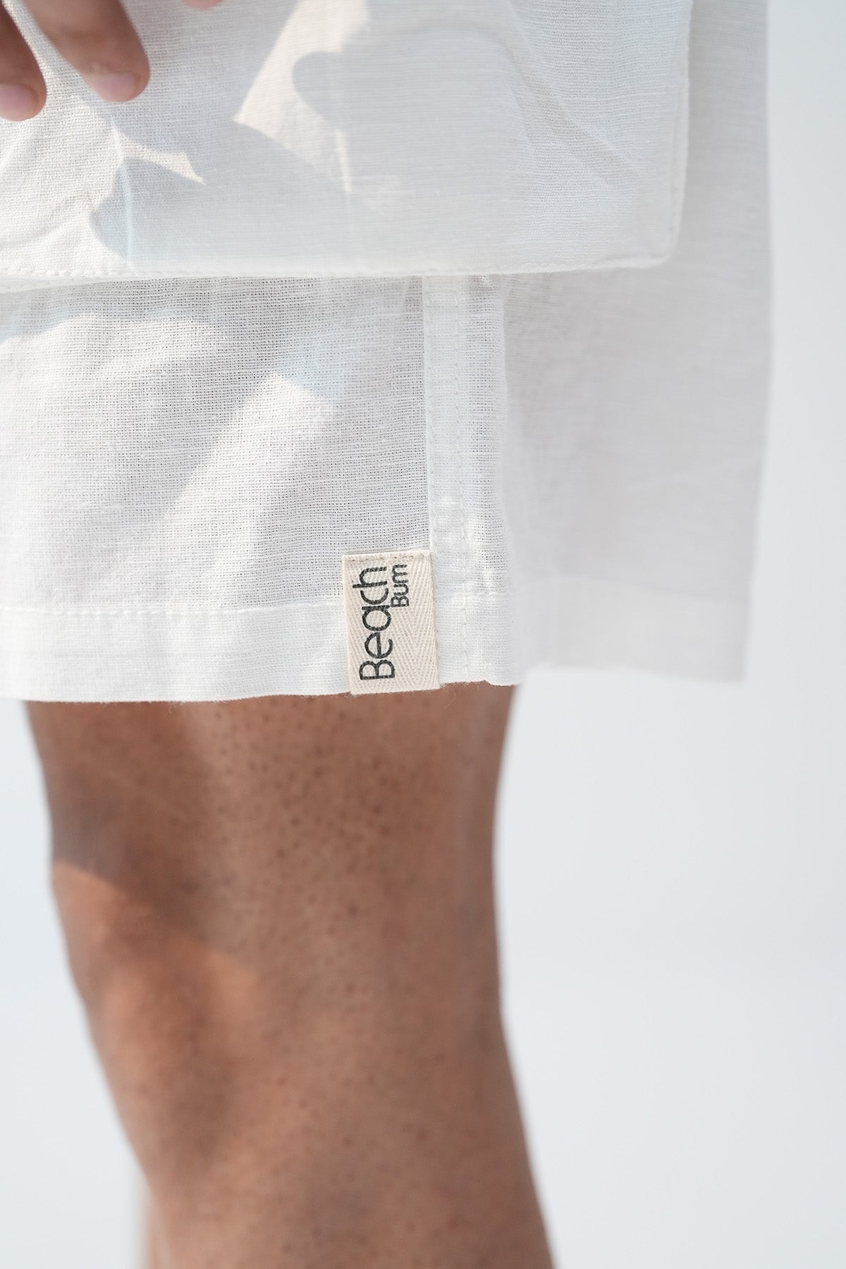 White Cotton Linen Cargo Shorts