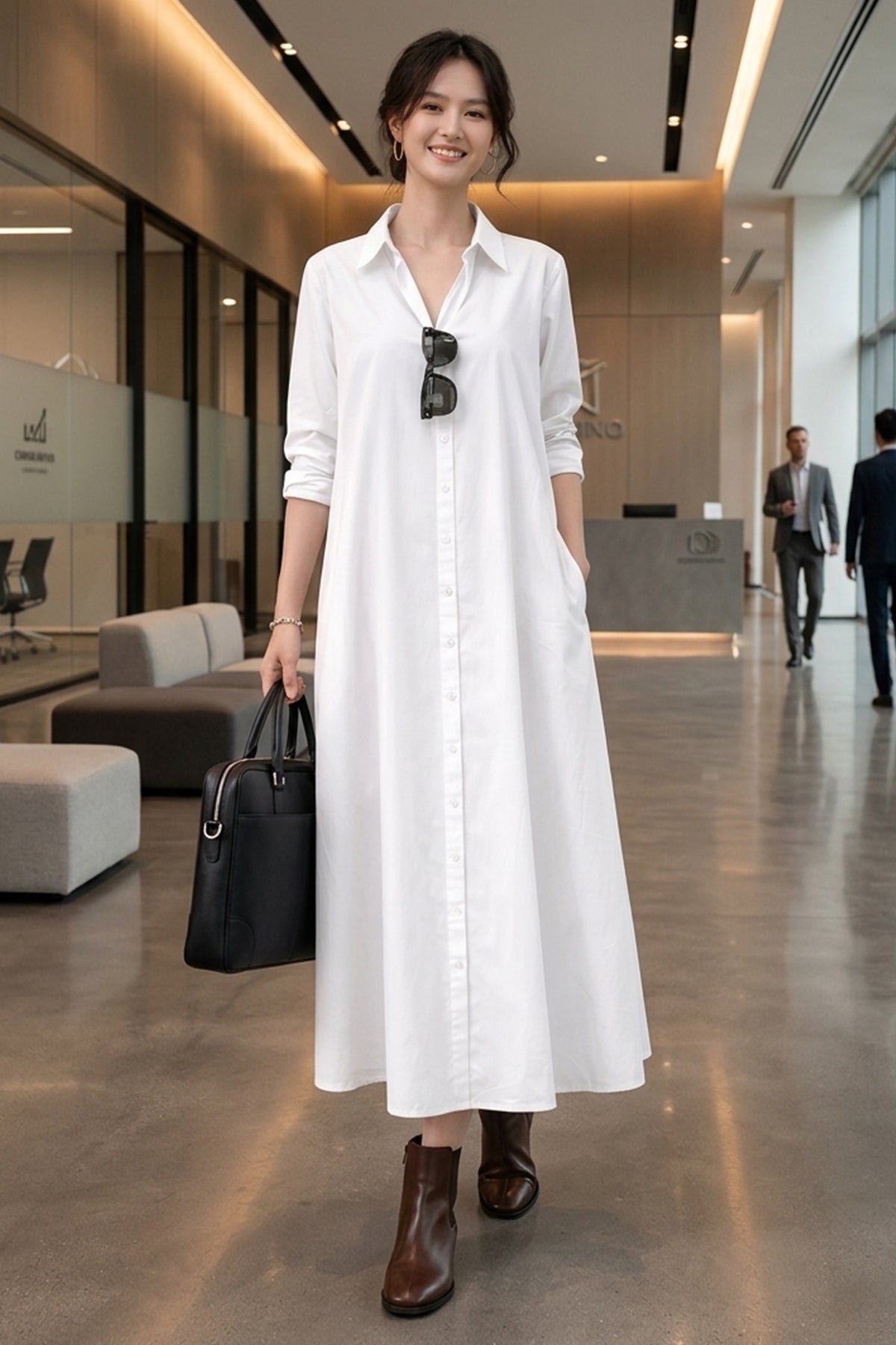 Buy White Cotton Maxi Shirt Dress for women by Sneha B online available at scrollnshops