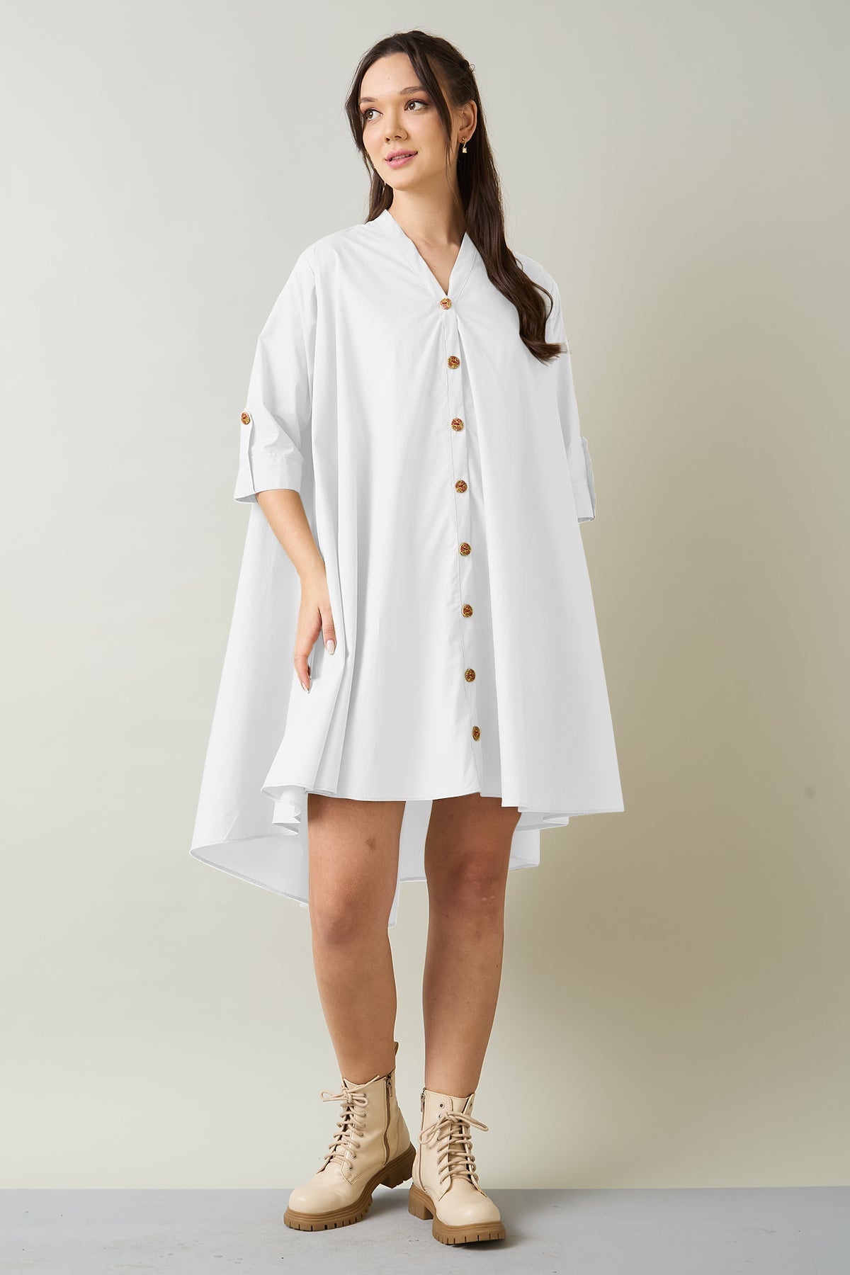 Buy White Cotton Oversized Dress for Women by SNEHA B Designer online available at scrollnshops