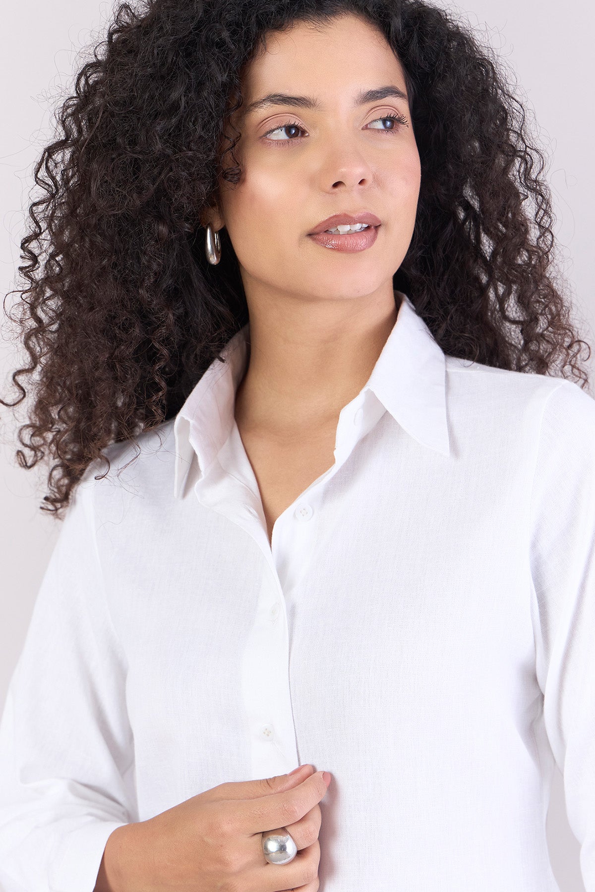 White Cotton Relax Fit Shirt