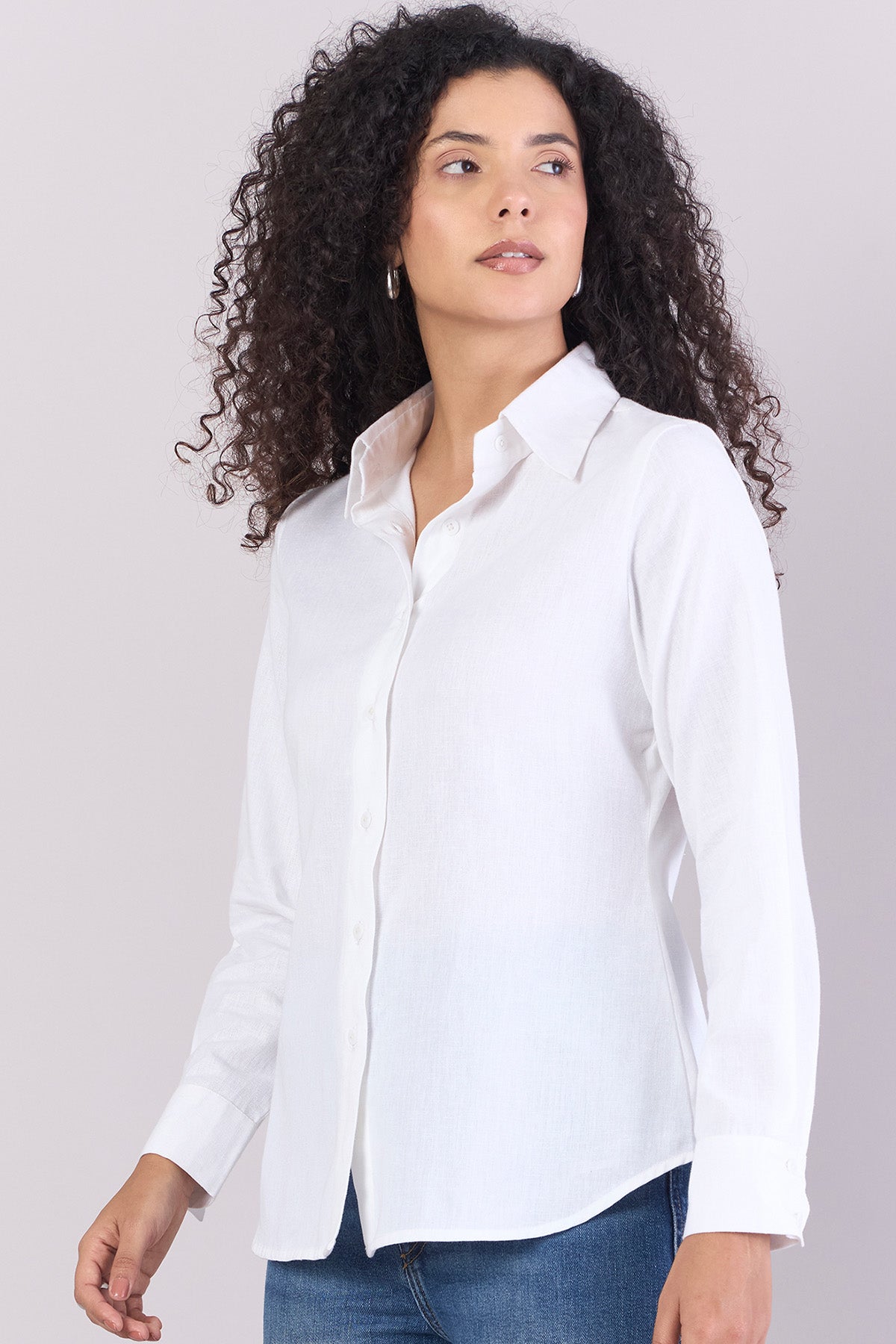 White Cotton Relax Fit Shirt