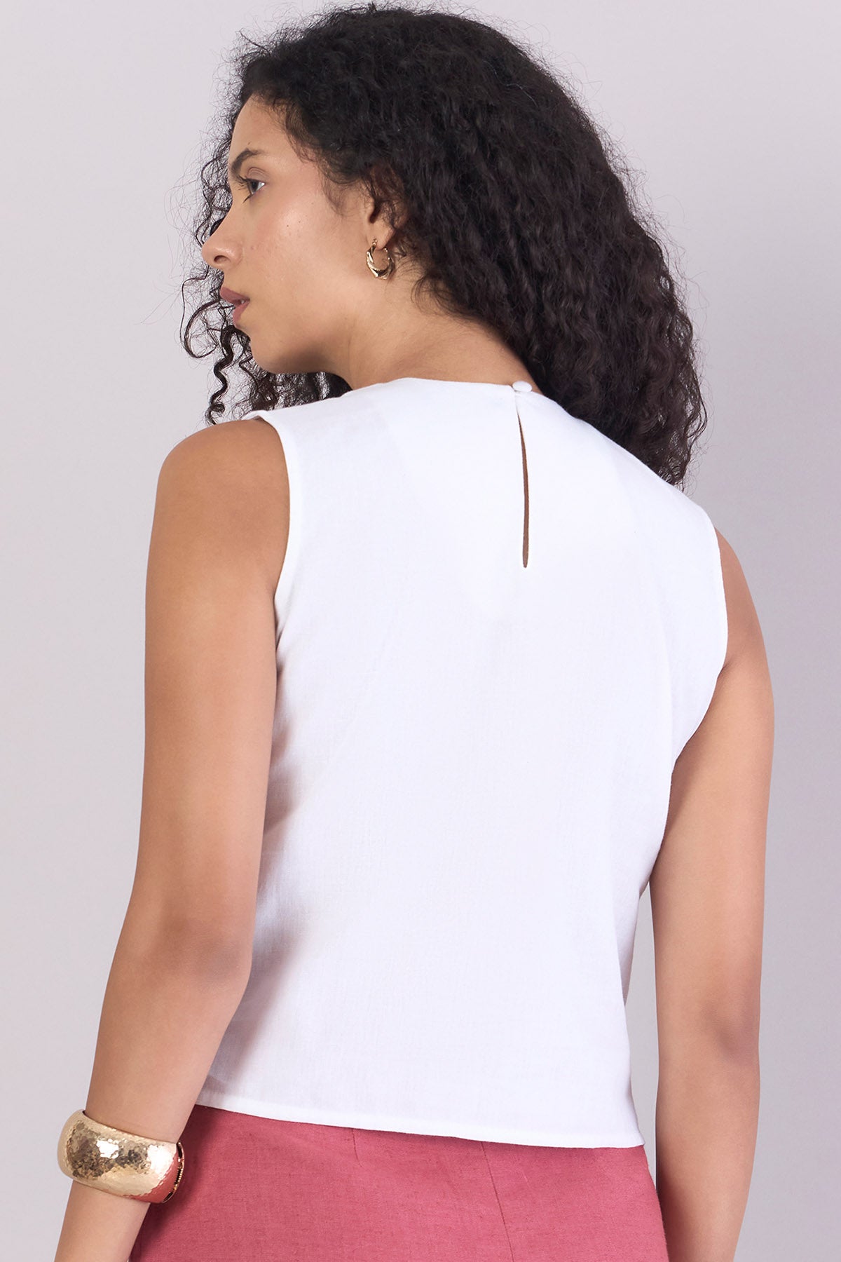 White Cotton Relaxed Fit Top