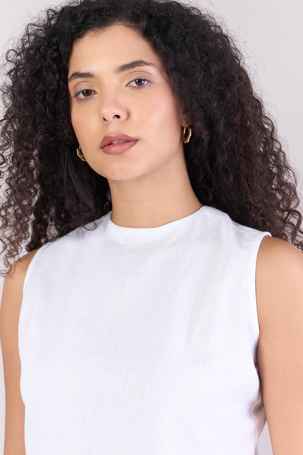 White Cotton Relaxed Fit Top