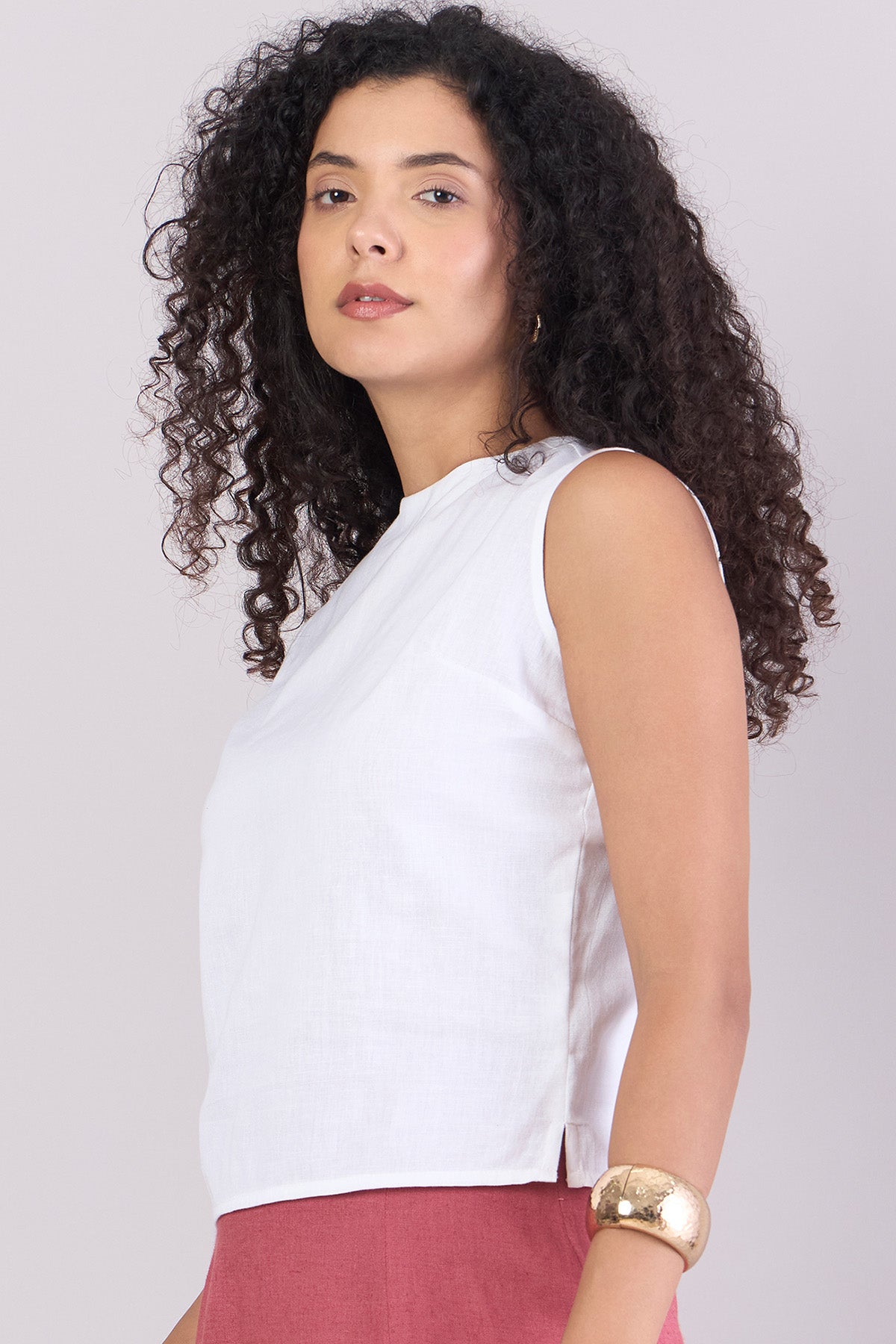 White Cotton Relaxed Fit Top