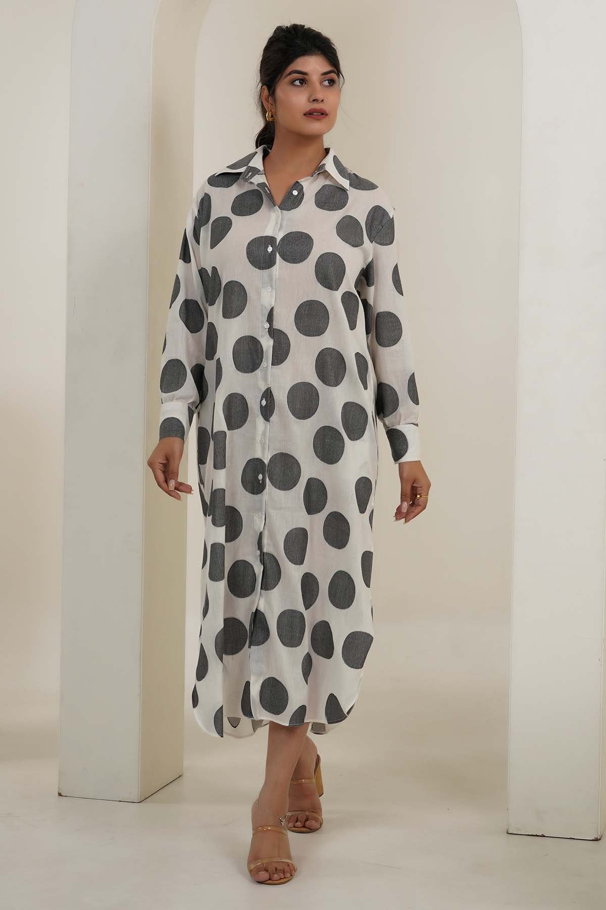 White Cotton Shirt Midi Dress