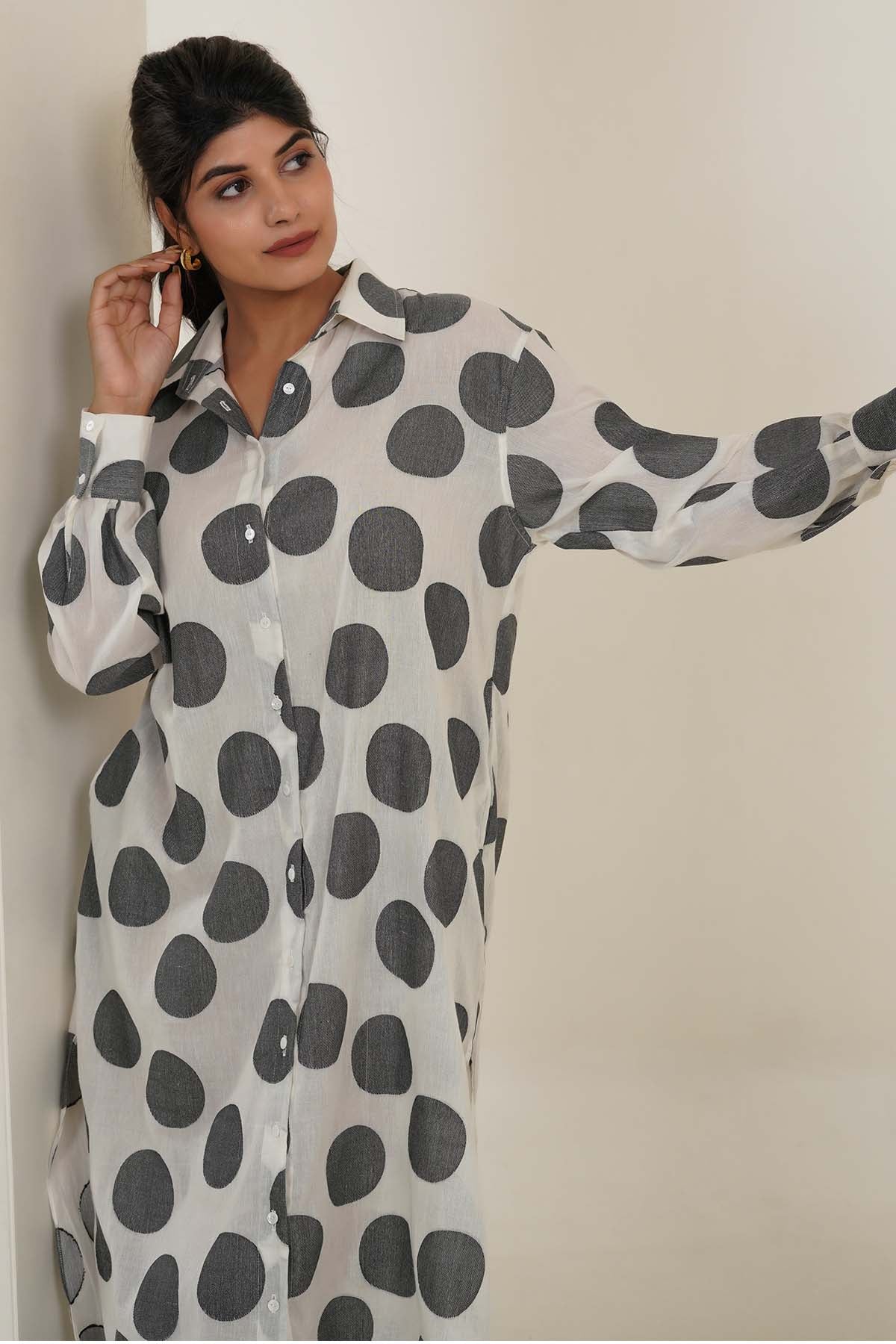 White Cotton Shirt Midi Dress