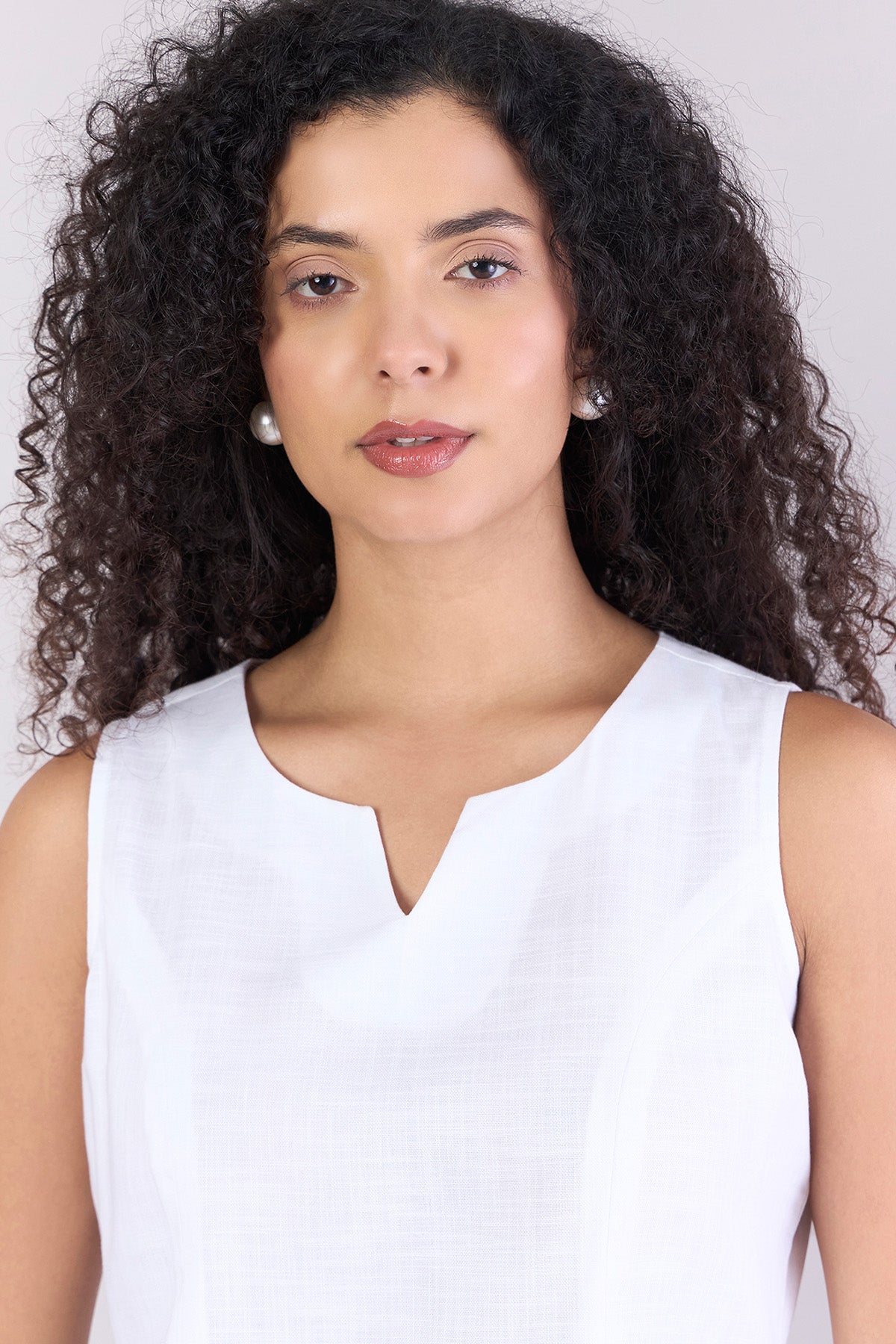 White Cotton Sleeveless Top