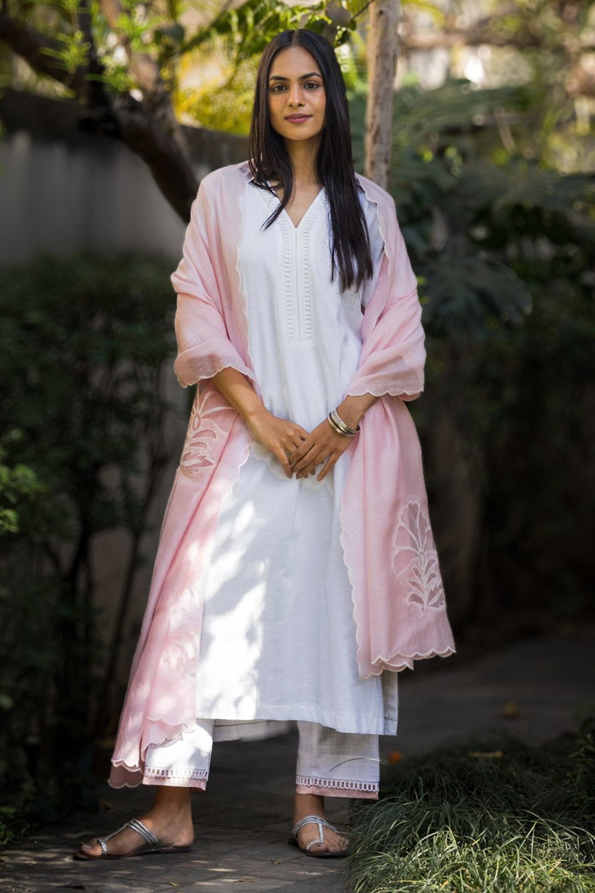 Buy White Cotton Straight Kurta Set by The Hemming Bird for Women online at ScrollnShops