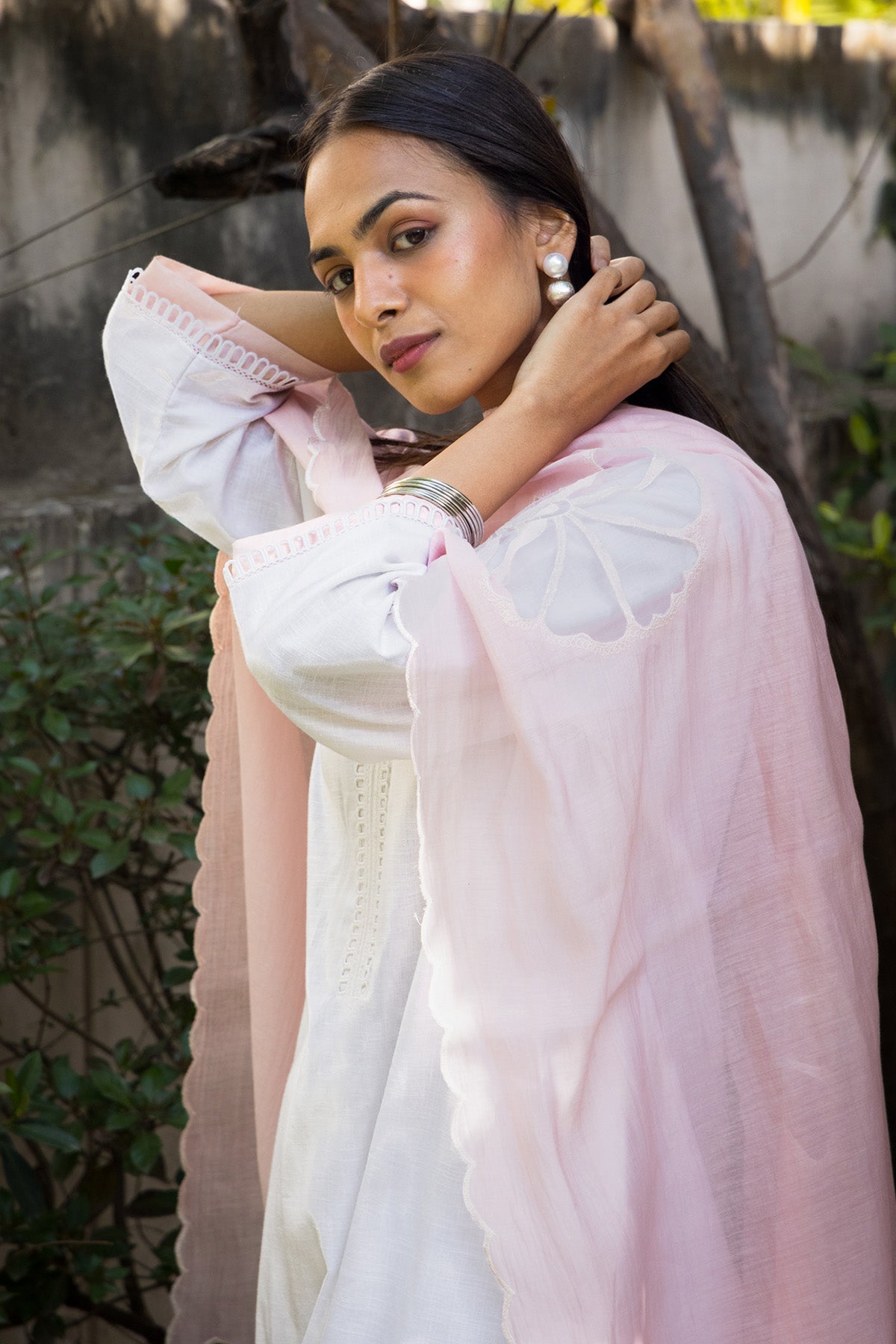 White Cotton Straight Kurta Set