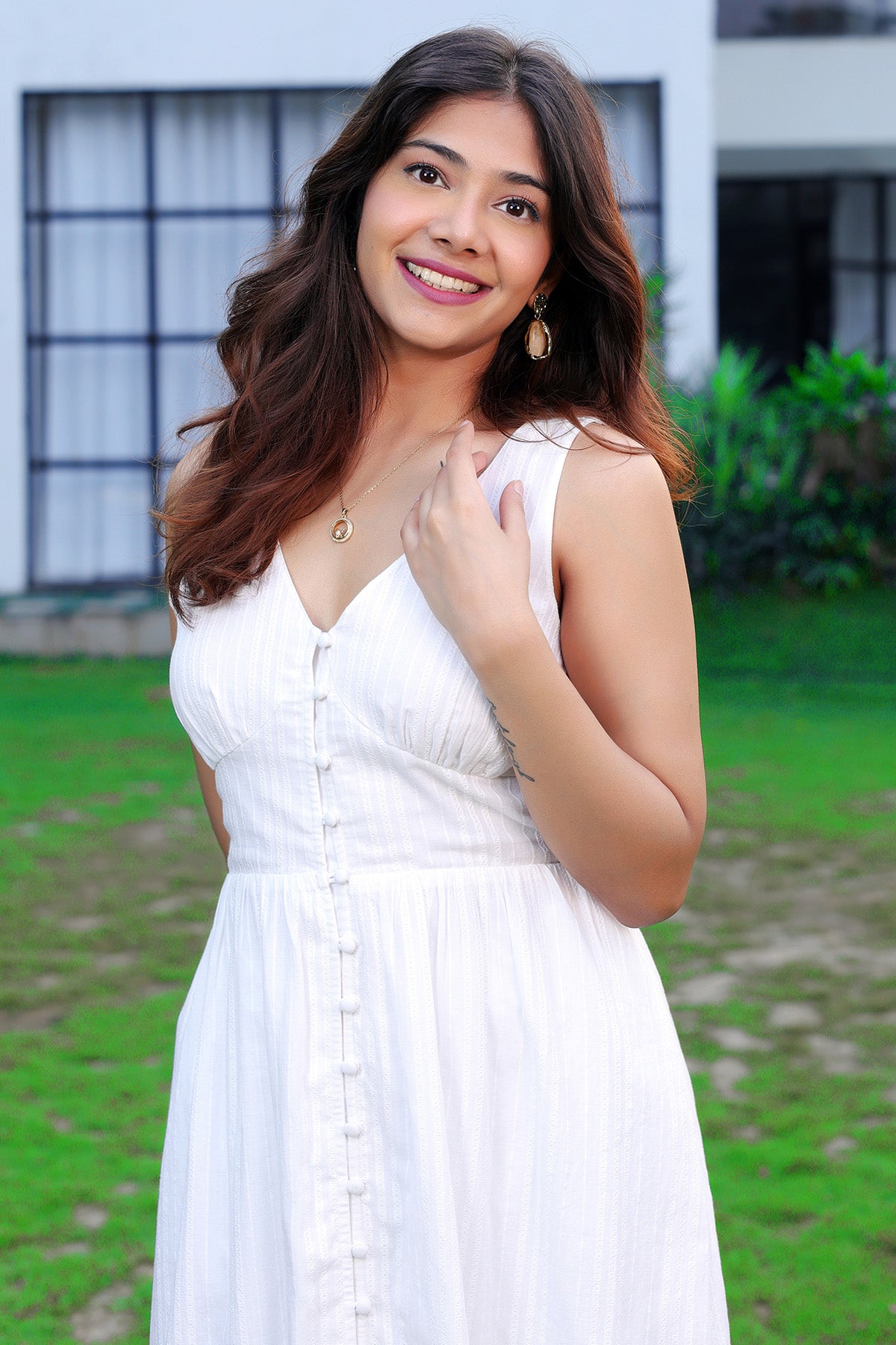 Buy White Cotton Texture Maxi Dress online available at scrollnshops