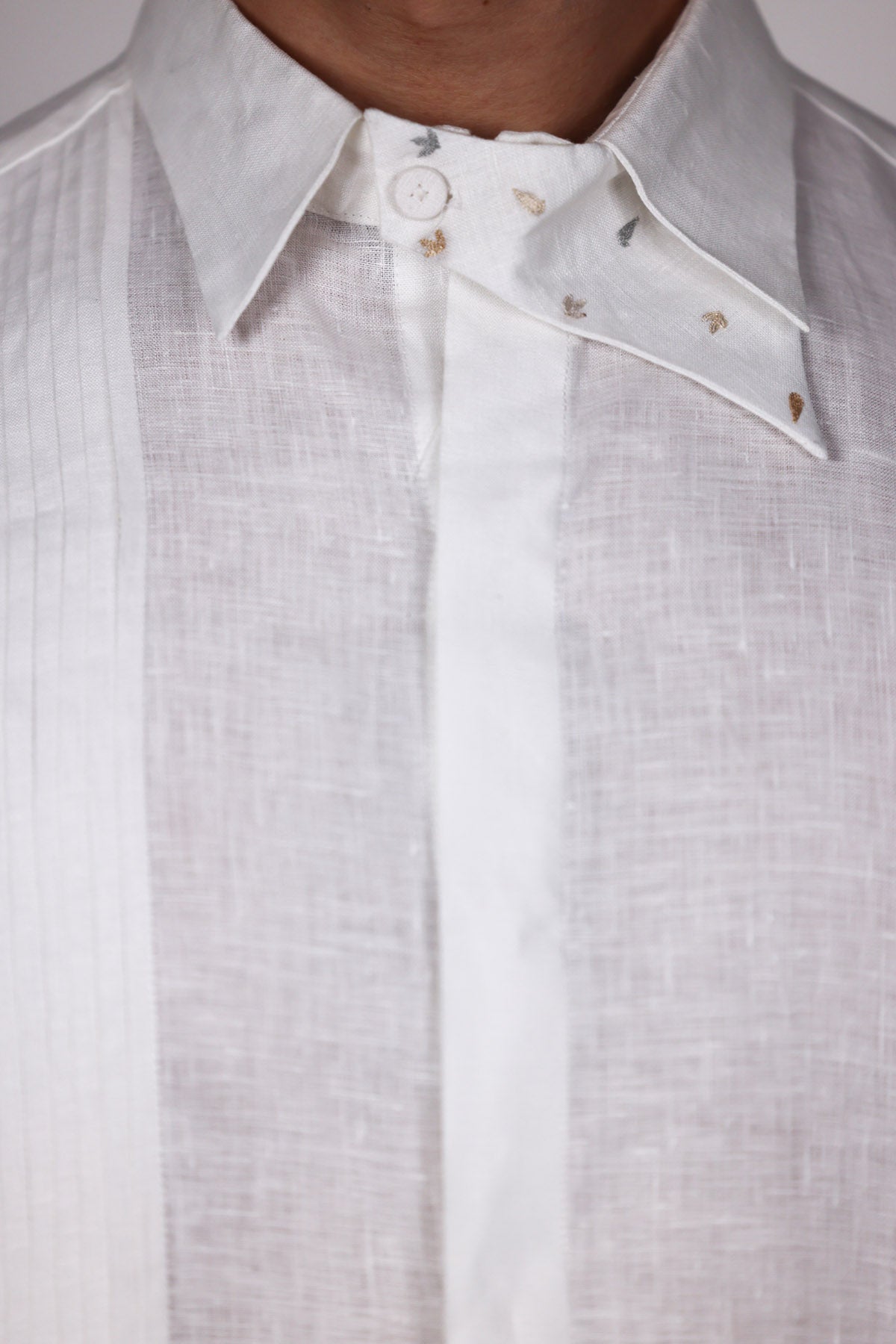 White Crafted Pintuck Shirt