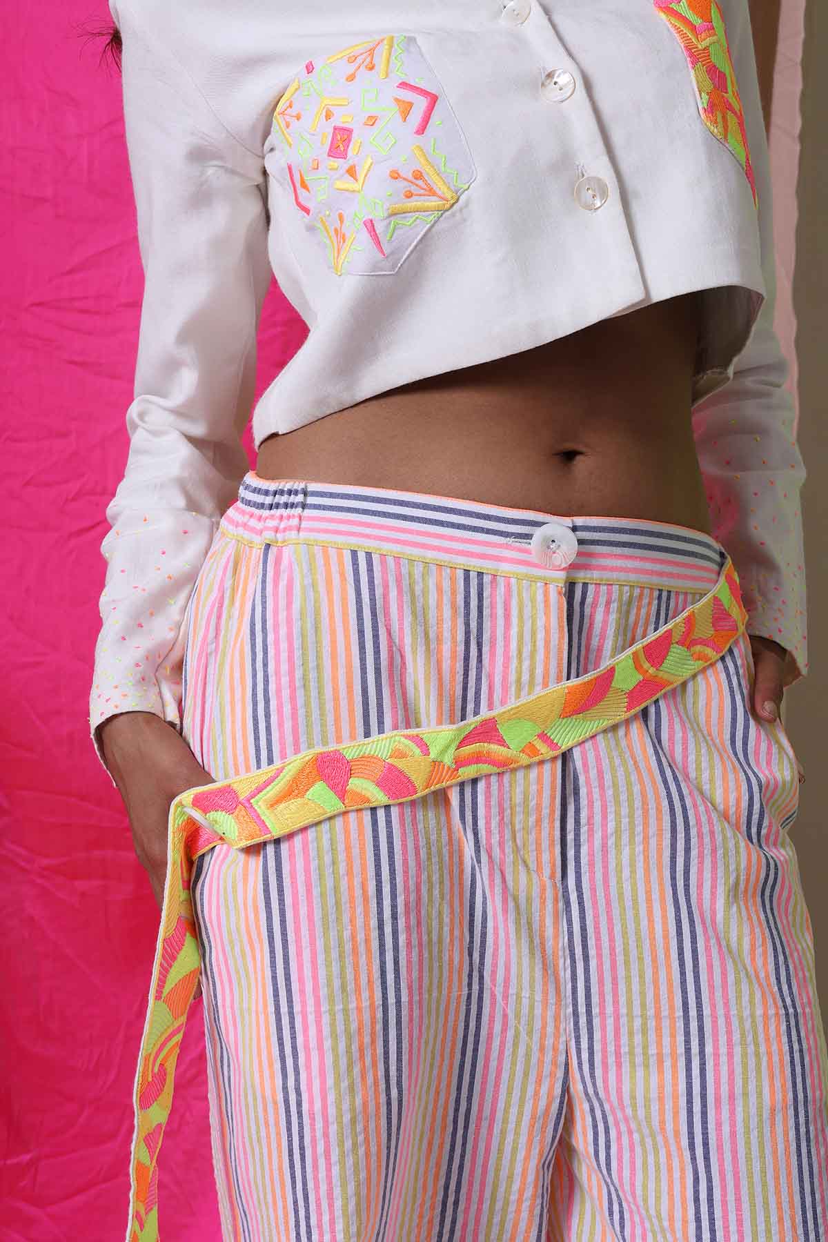 White Crop Jacket Co-ord Set