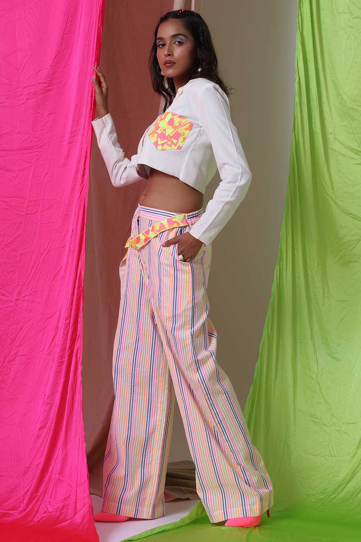 White Crop Jacket Co-ord Set