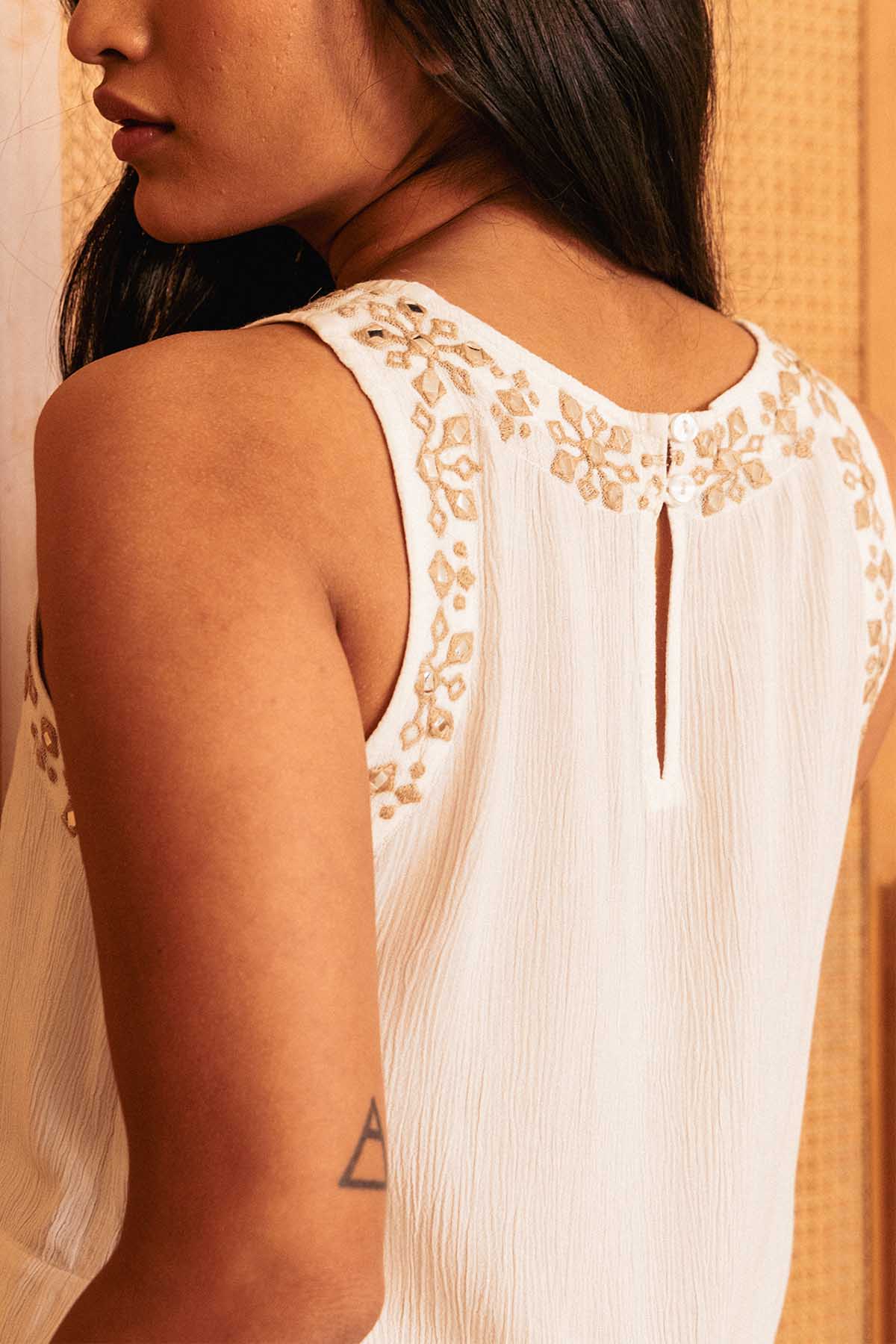 White Crop Top & Flared Pants