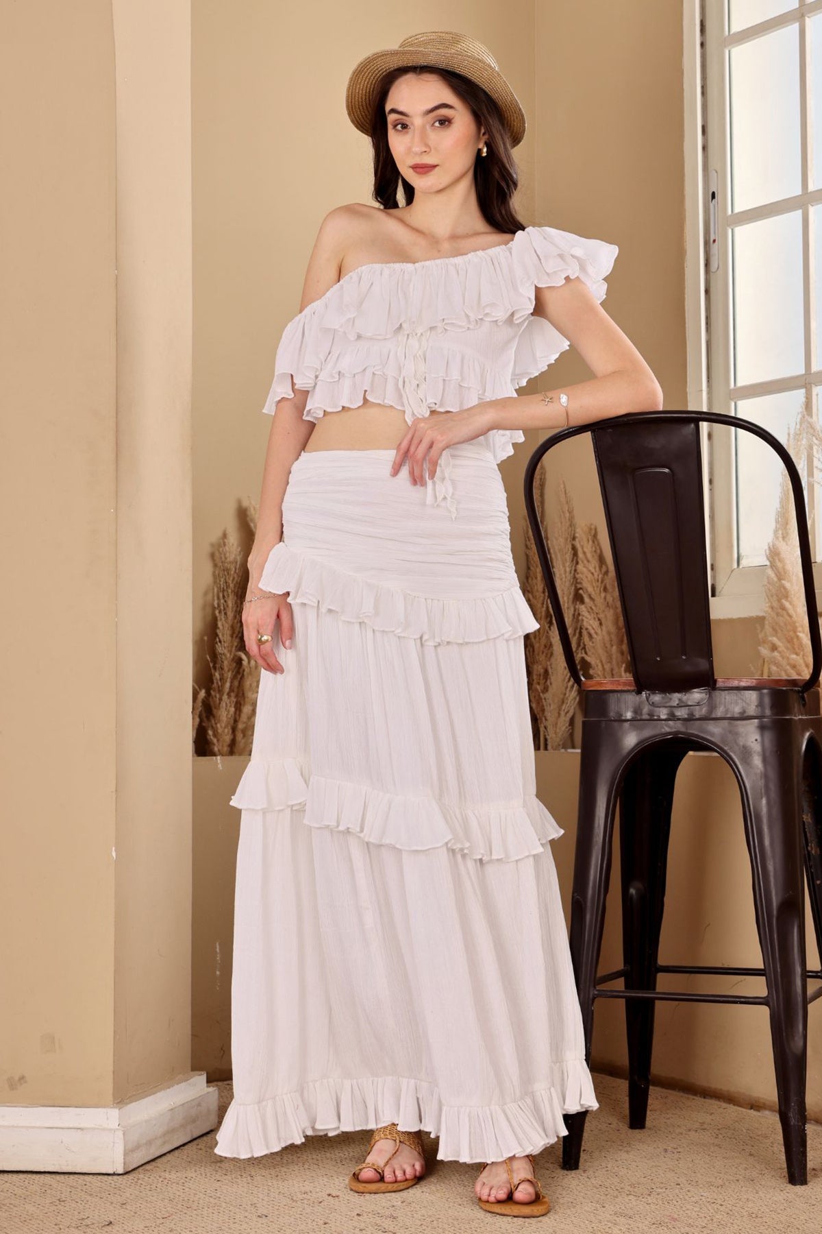 Buy White Crush Layered Co-ord Set for women by seoraa online available at scrollnshops