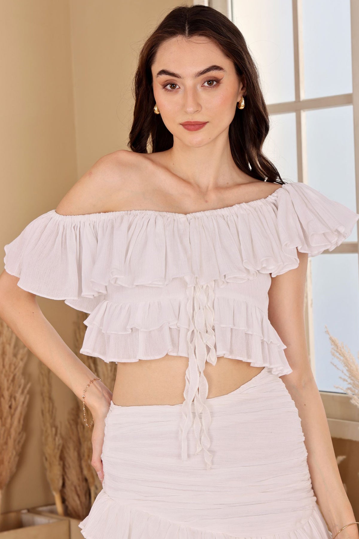 White Crush Layered Co-ord Set