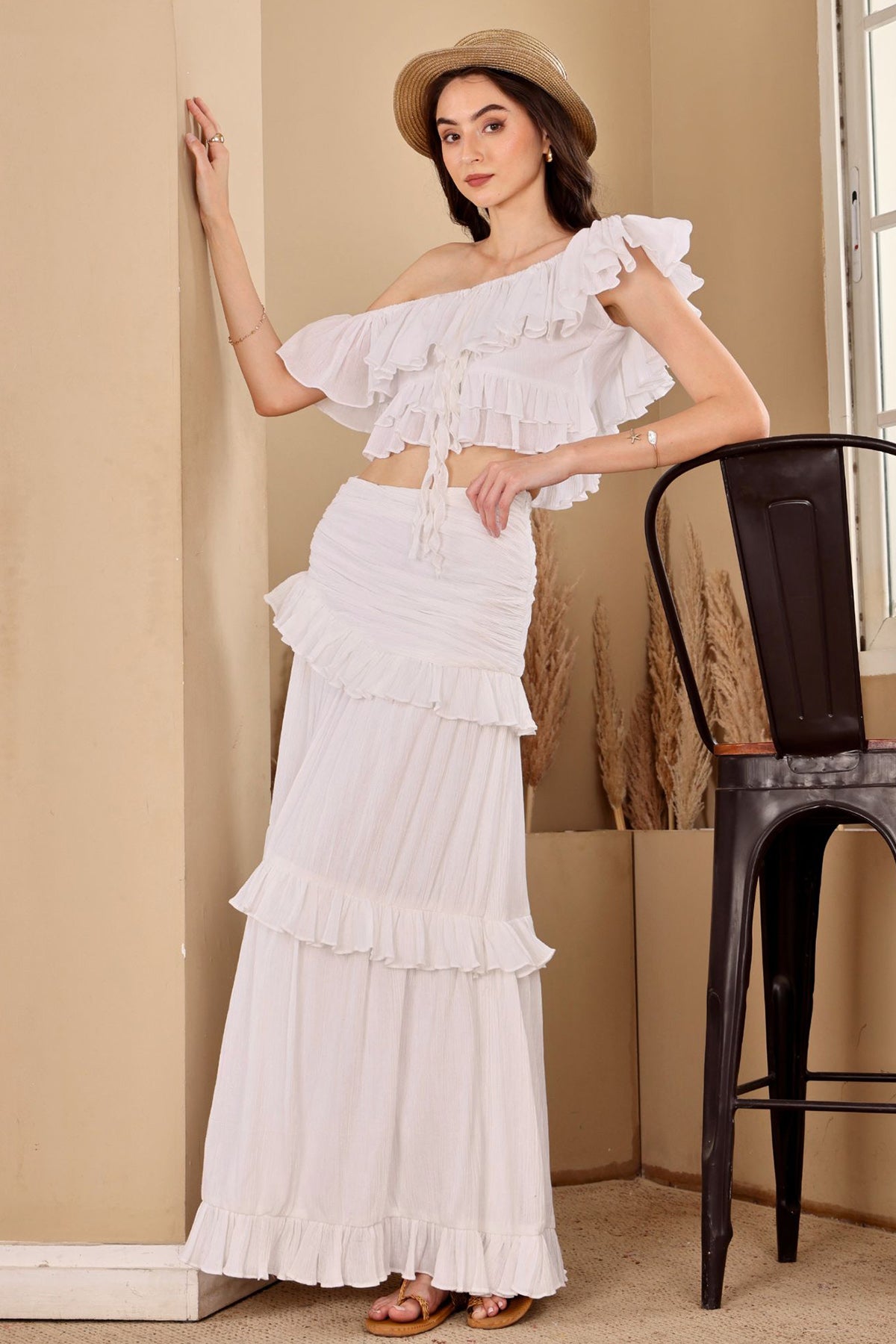 White Crush Layered Co-ord Set