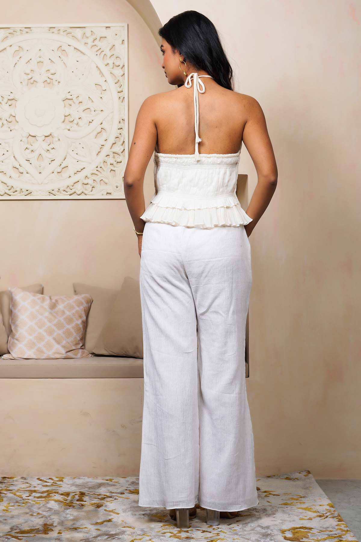 White Crushed Cotton Co-ord Set