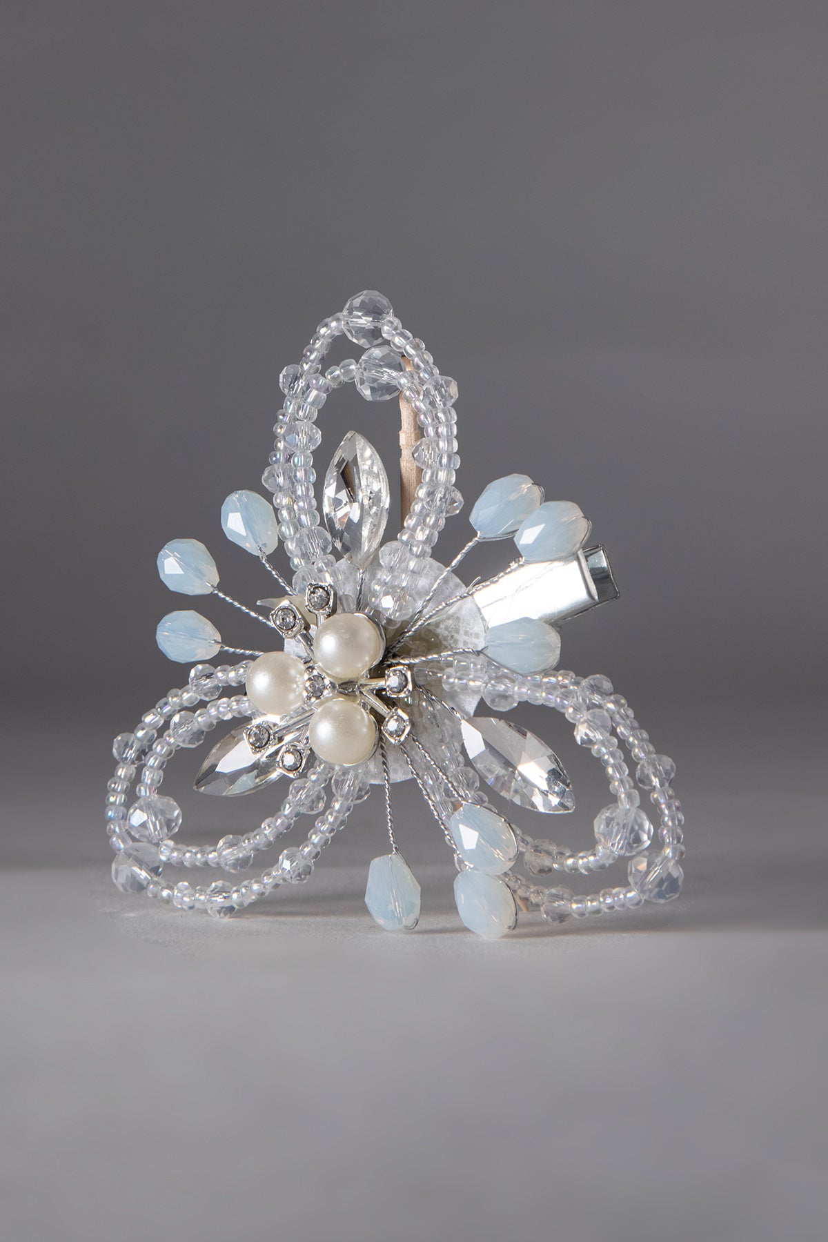 White Crystal Studded Hair Clip