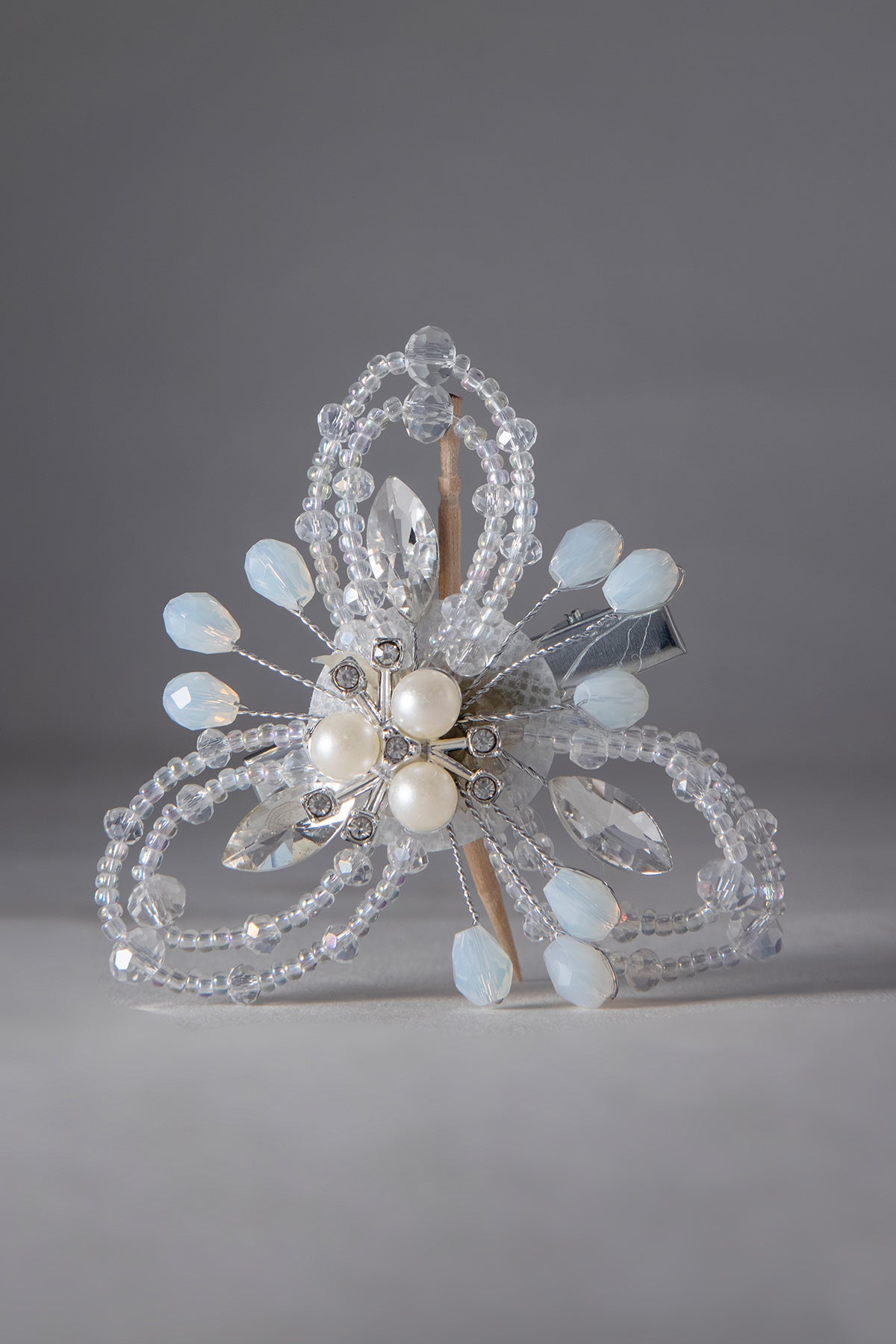 White Crystal Studded Hair Clip