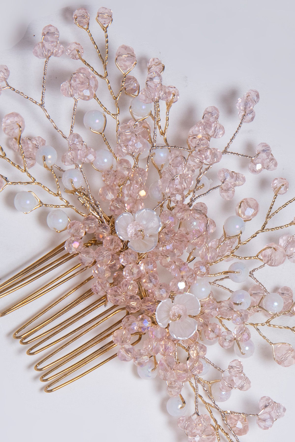 White Crystal Studded Hair Comb