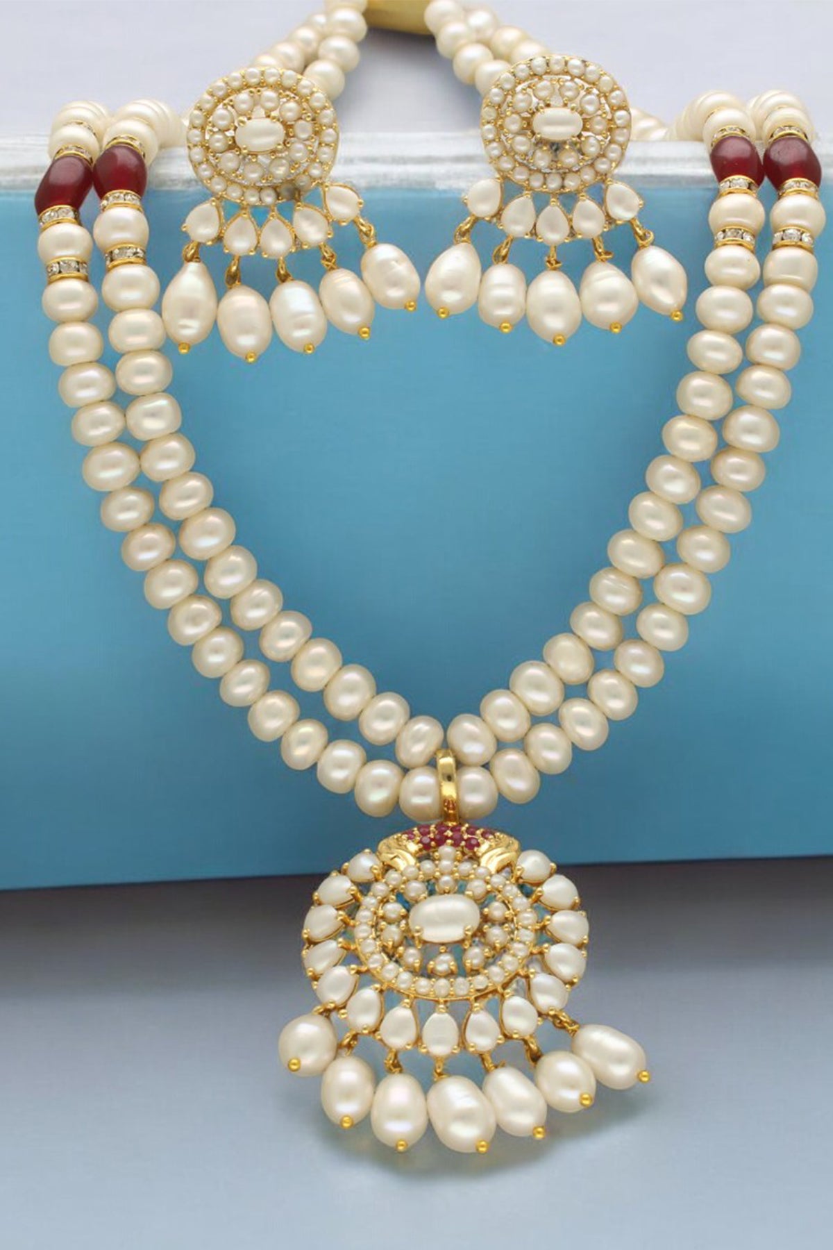 White Cubic Pearl Necklace Set