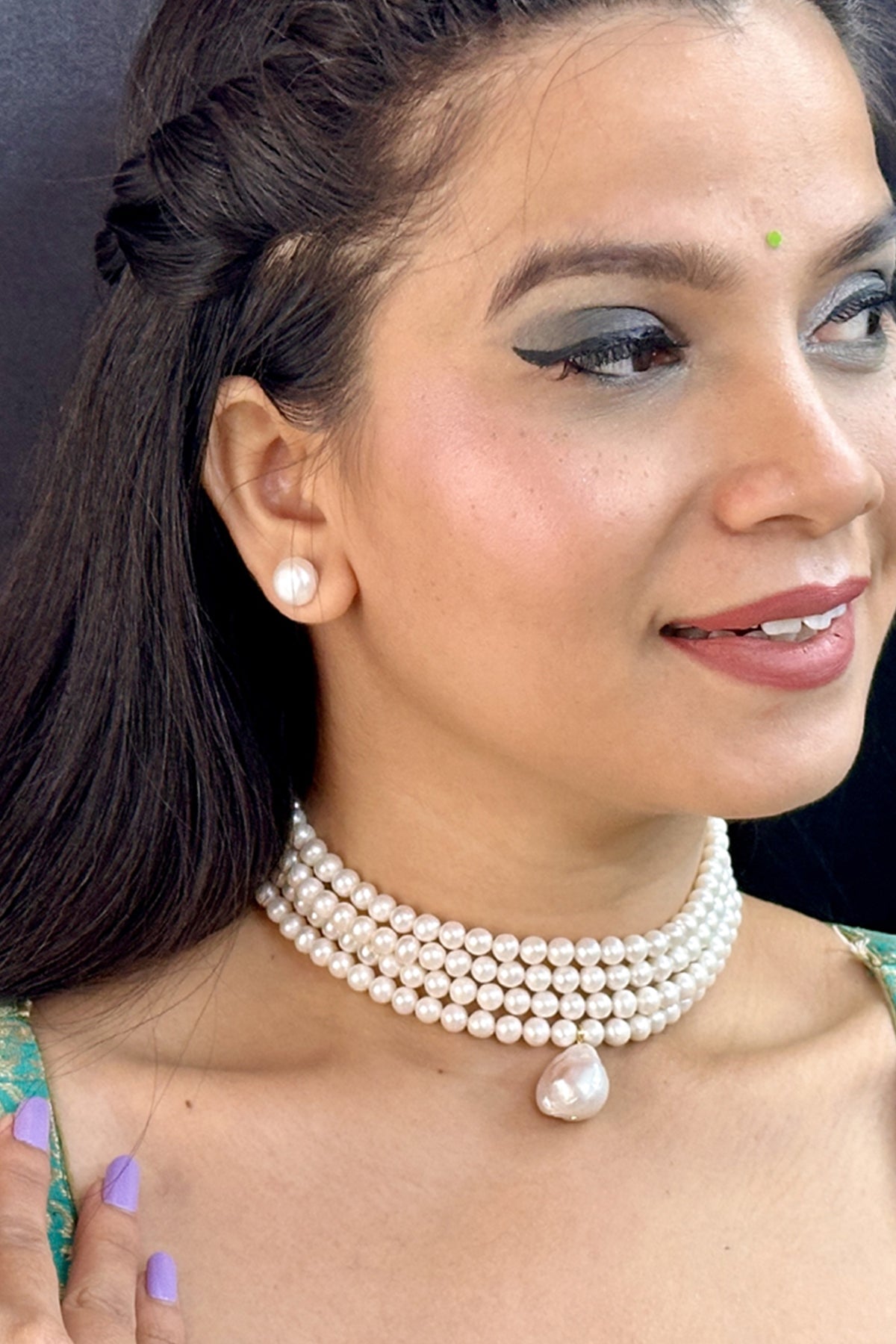 Buy White Cubic Zirconia Choker Set for women by J Pearls online available at scrollnshops
