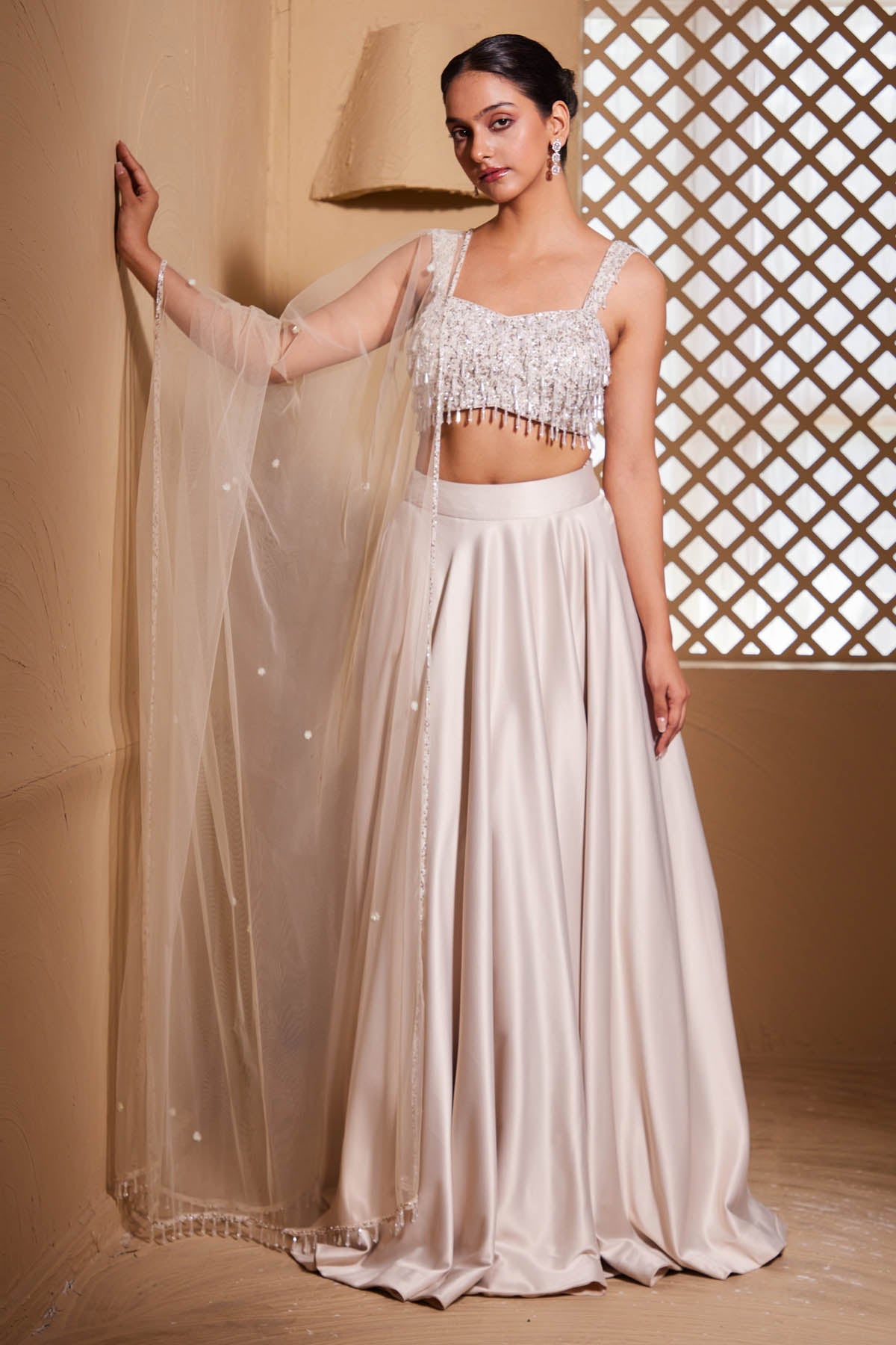 Muditaa By Urmila White Cutdana Work Lehenga Set for women online at ScrollnShops